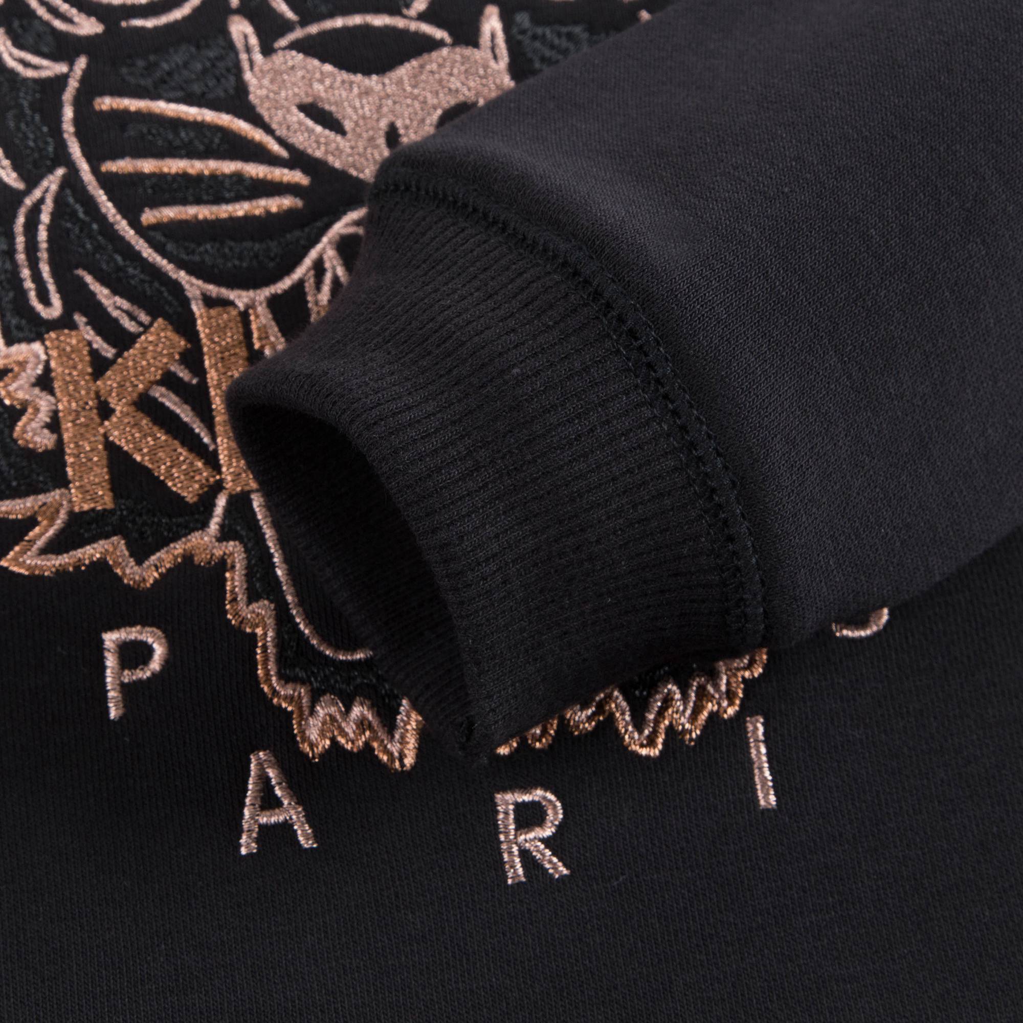 Girls Black Tiger Printed Cotton Sweatshirt