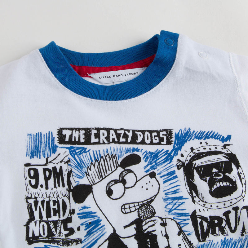 Baby Boys White Crazy Dog Printed Cotton T-Shirt - CÉMAROSE | Children's Fashion Store - 3