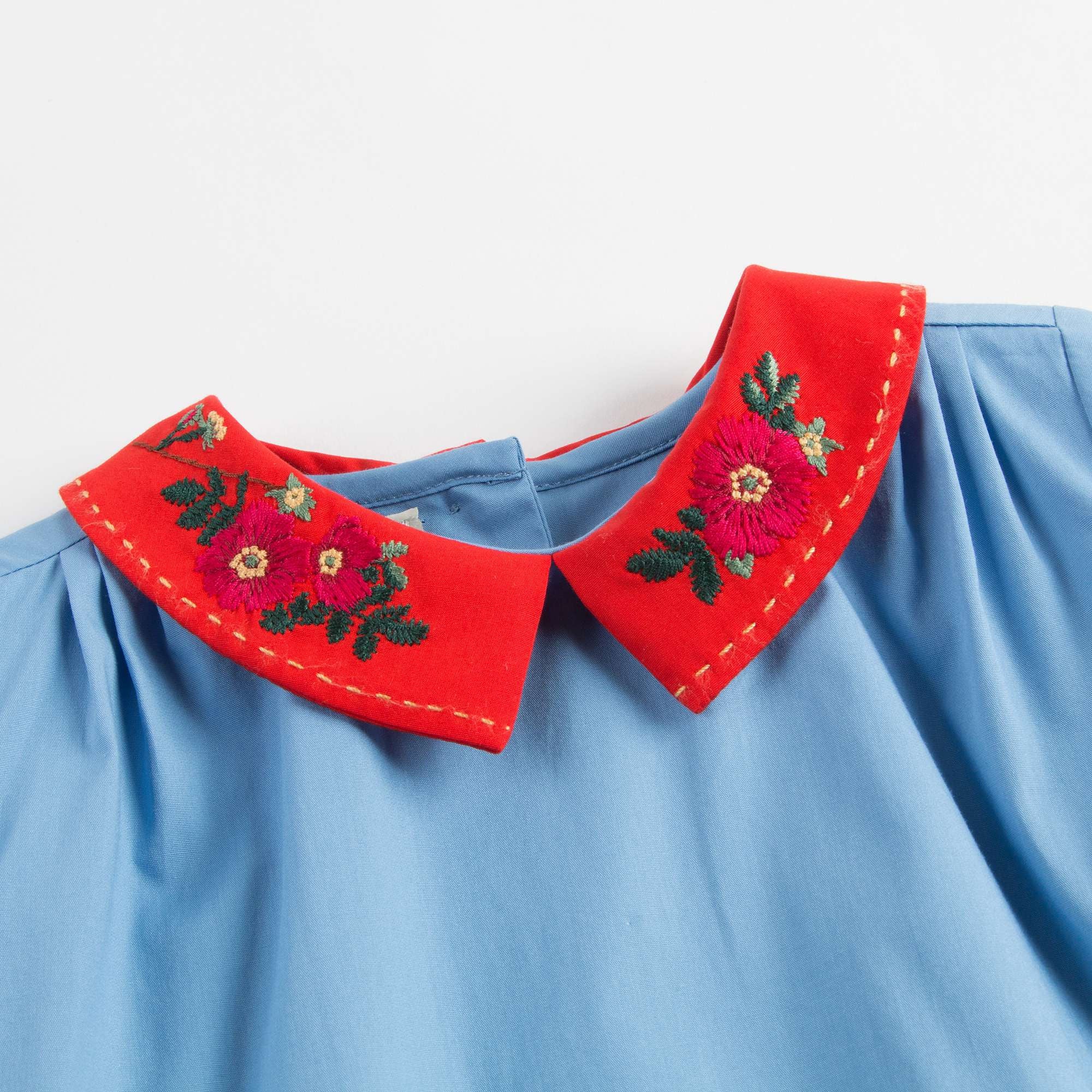 Baby Girls Blue Embroidered Dress