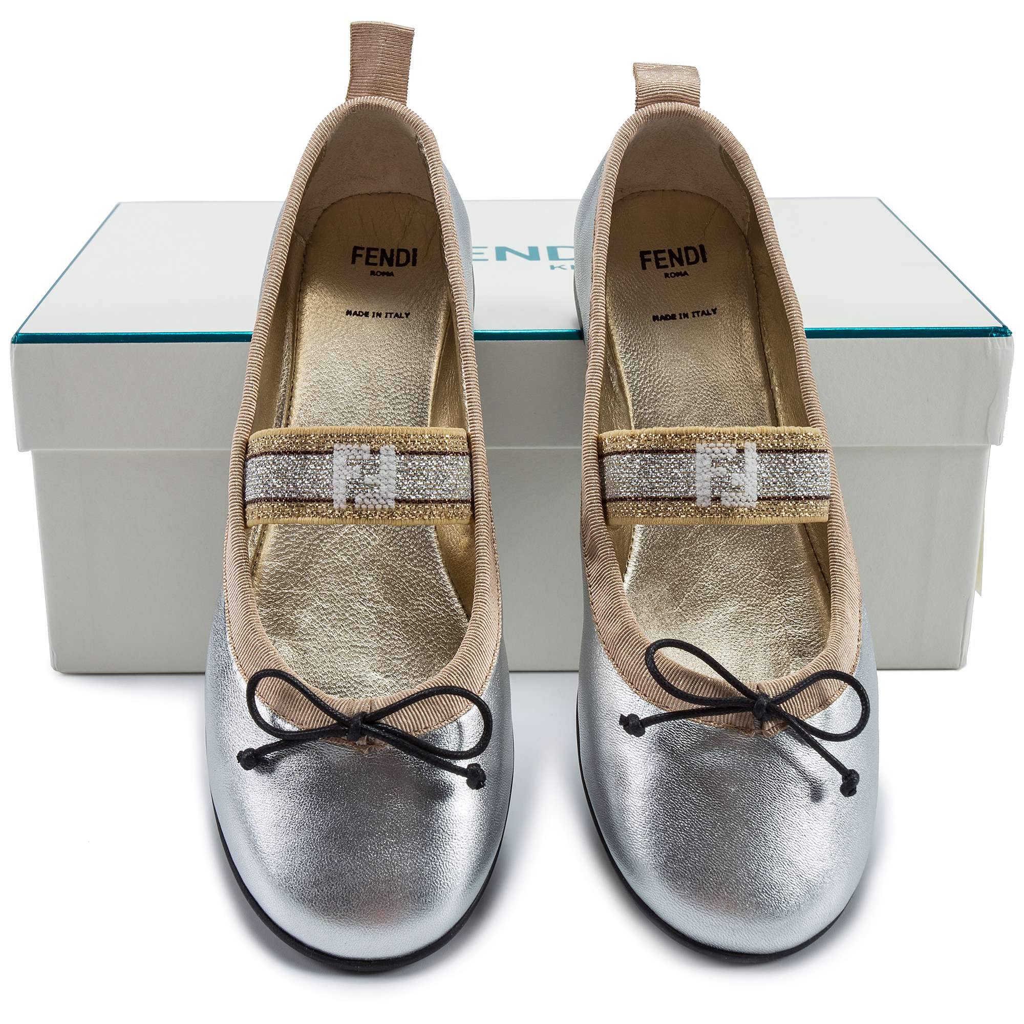Girls White Gold Shoes