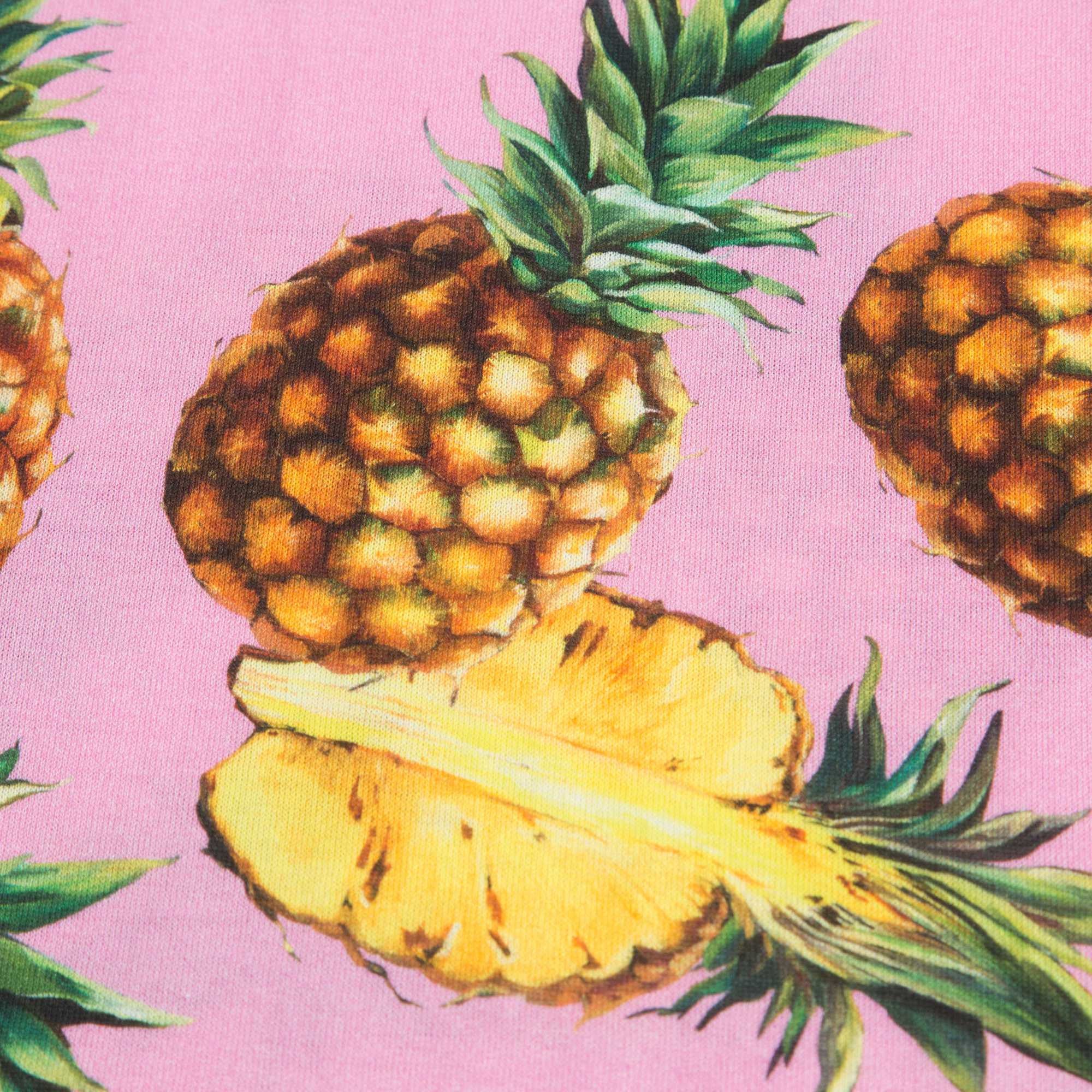 Girls Pink Pineapple Printed Cotton T-shirt