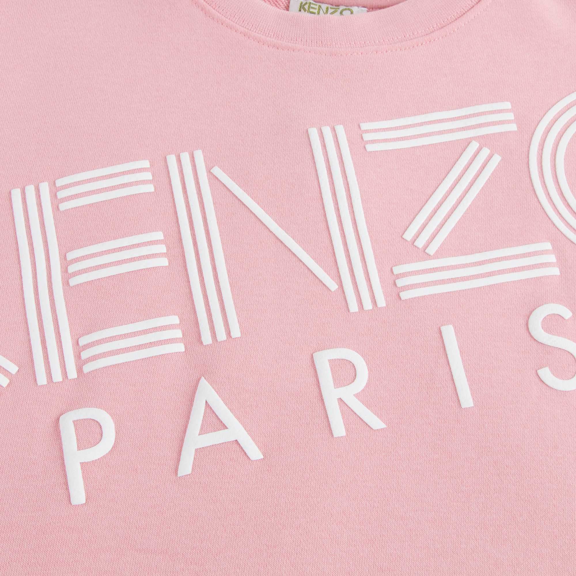 Girls Middle Pink Logo Cotton Dress