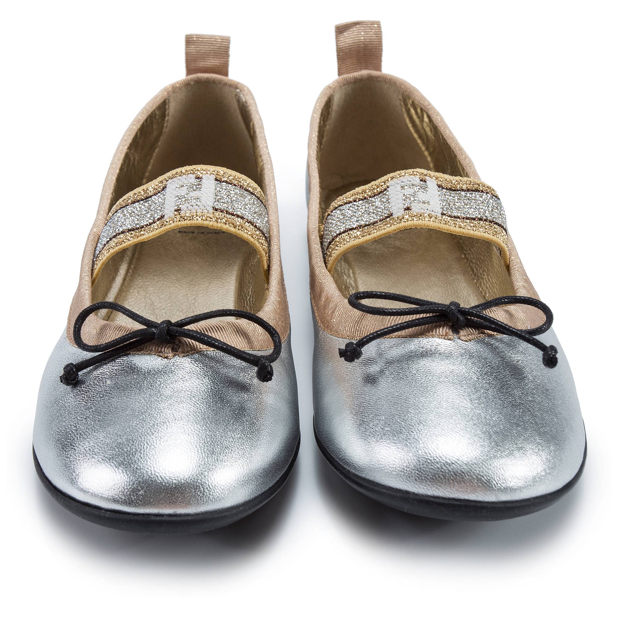 Girls White Gold Shoes