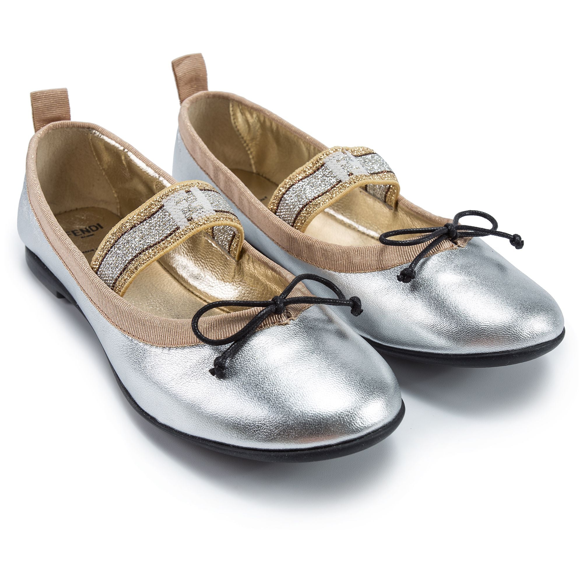 Girls White Gold Shoes