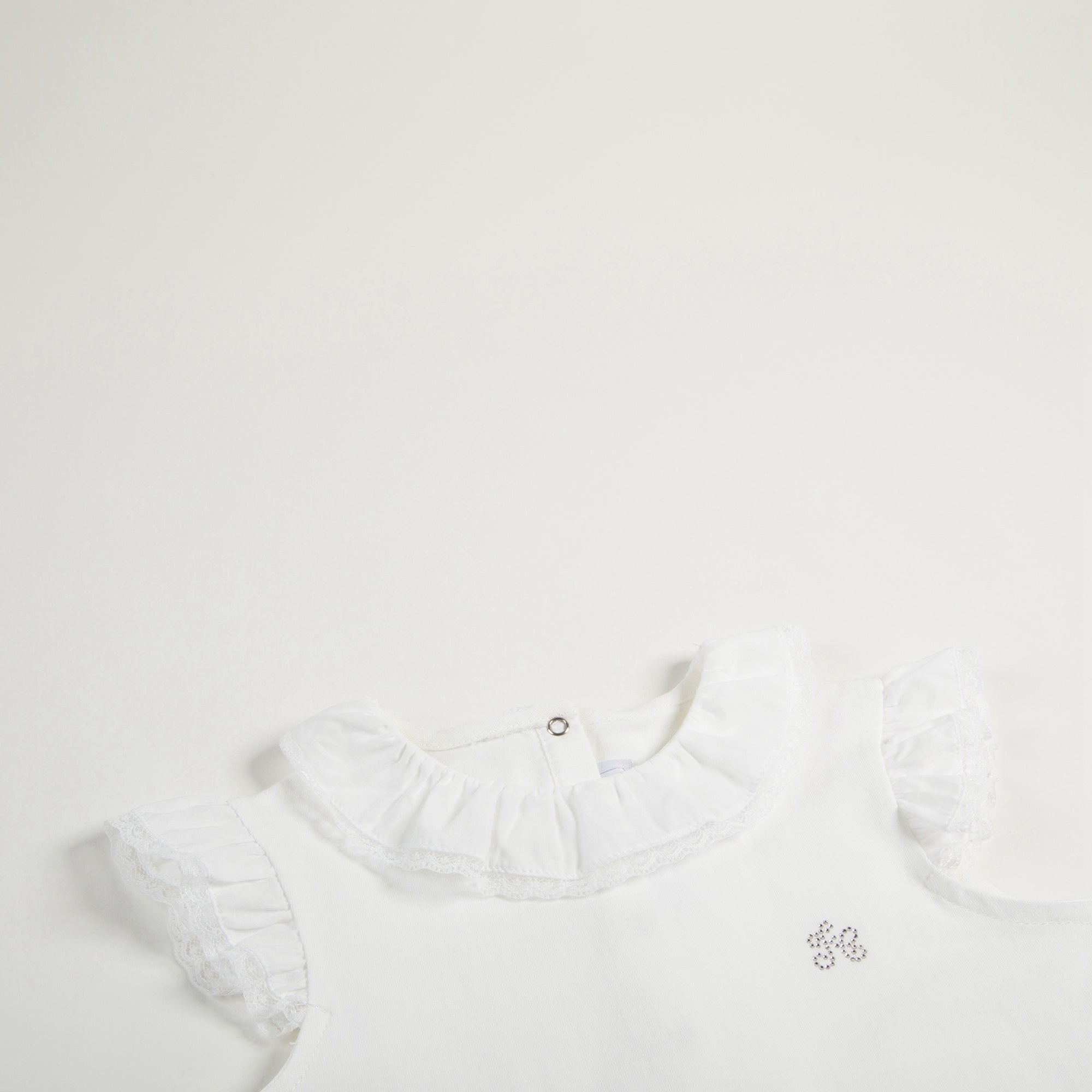 Baby Girls Nacre With "Argent TC" Cotton Babysuit