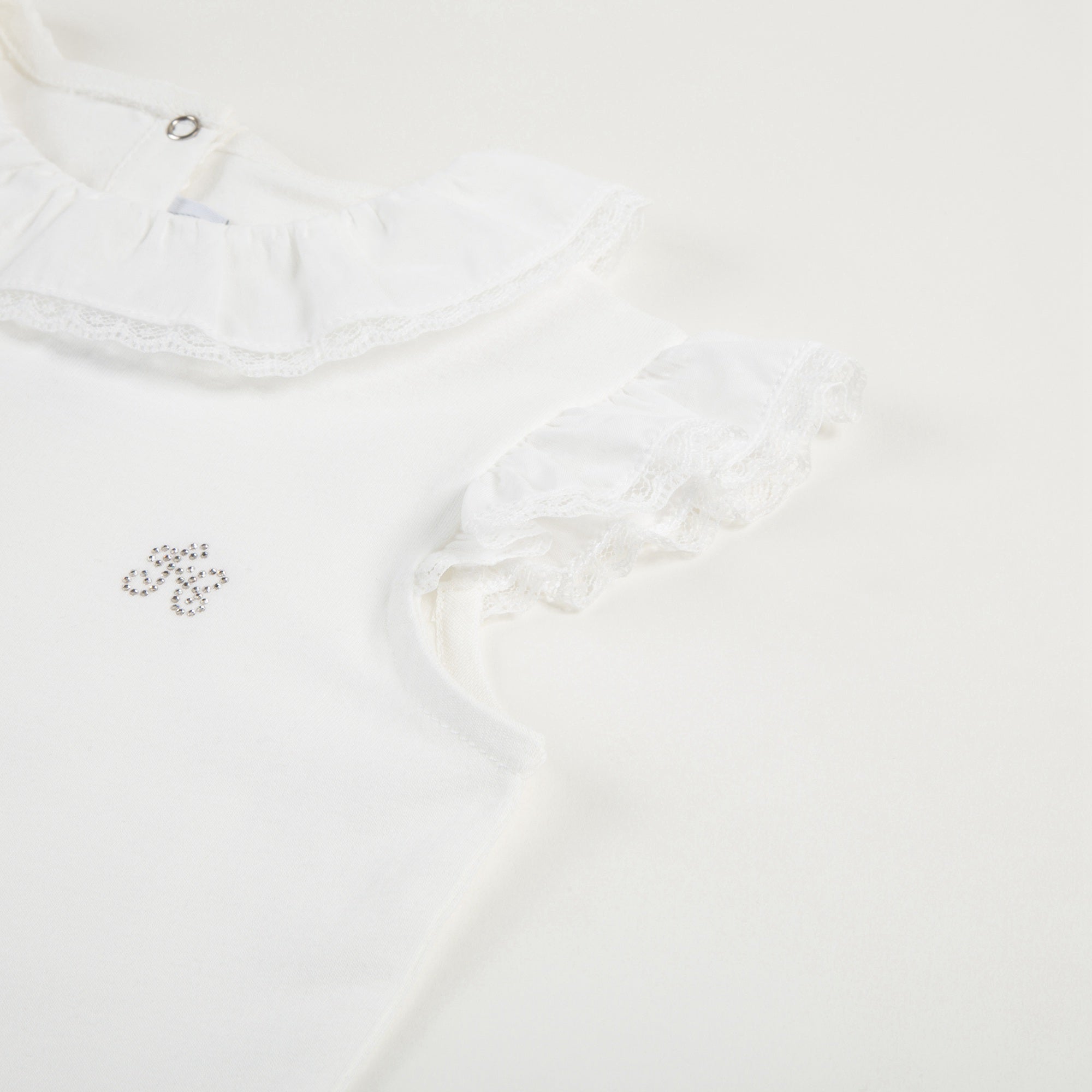Baby Girls Nacre With "Argent TC" Cotton Babysuit