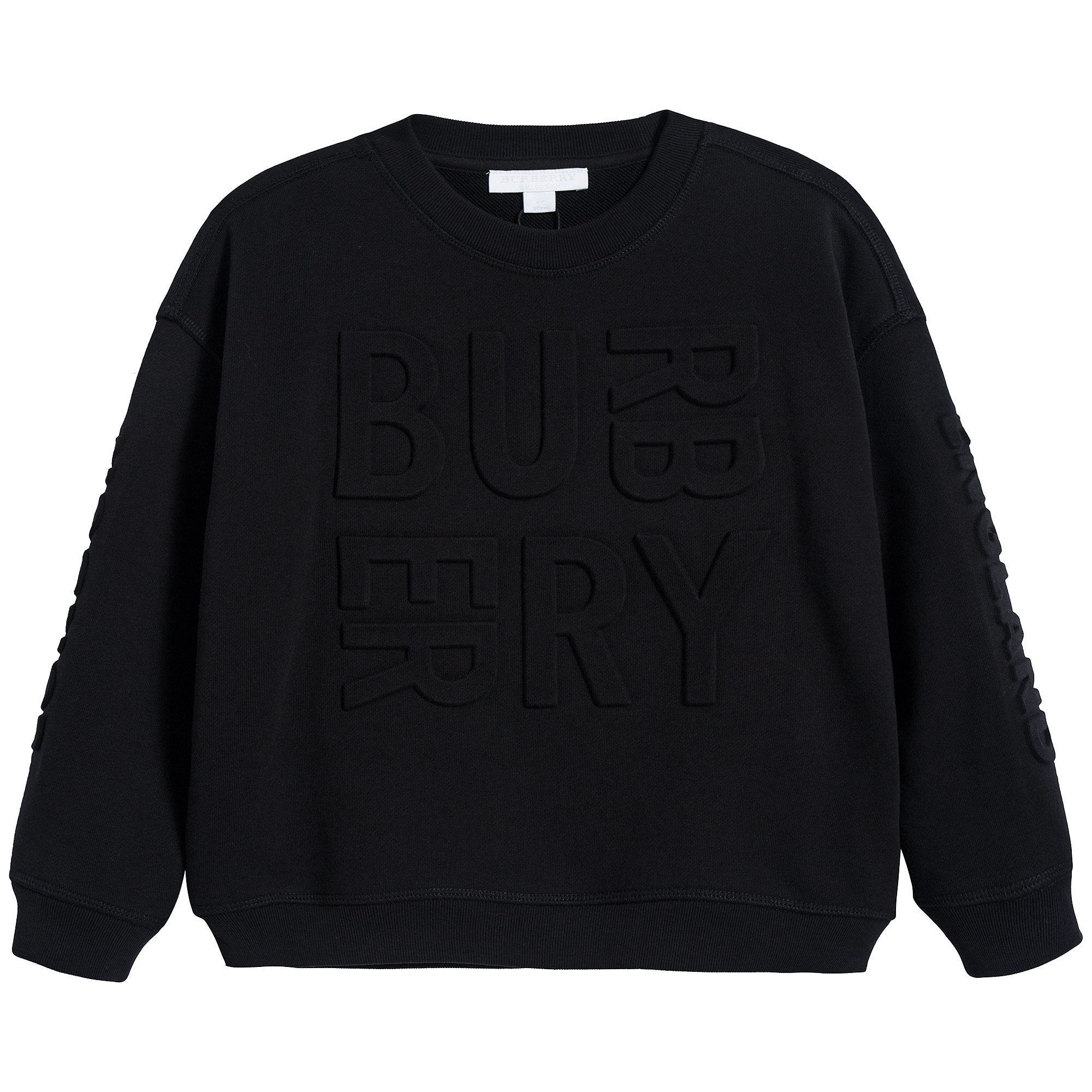 Boys Black Logo Cotton Sweatshirt