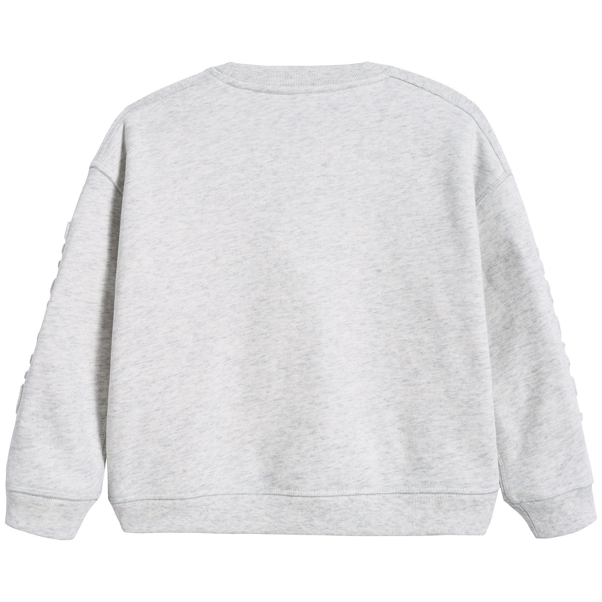 Girls White Melange Logo Cotton Sweatshirt