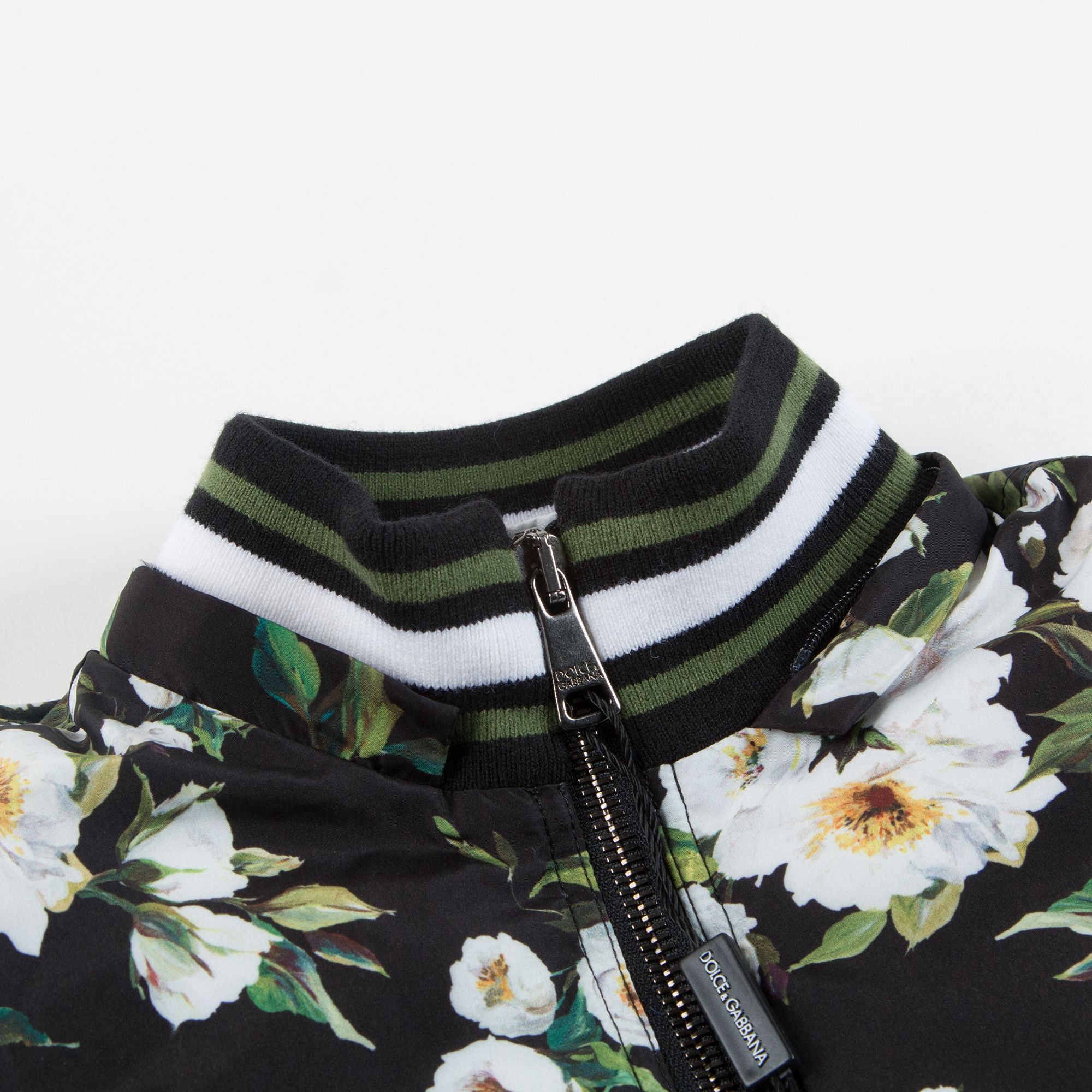 Girls Black  Rose Print Down Filled Coat