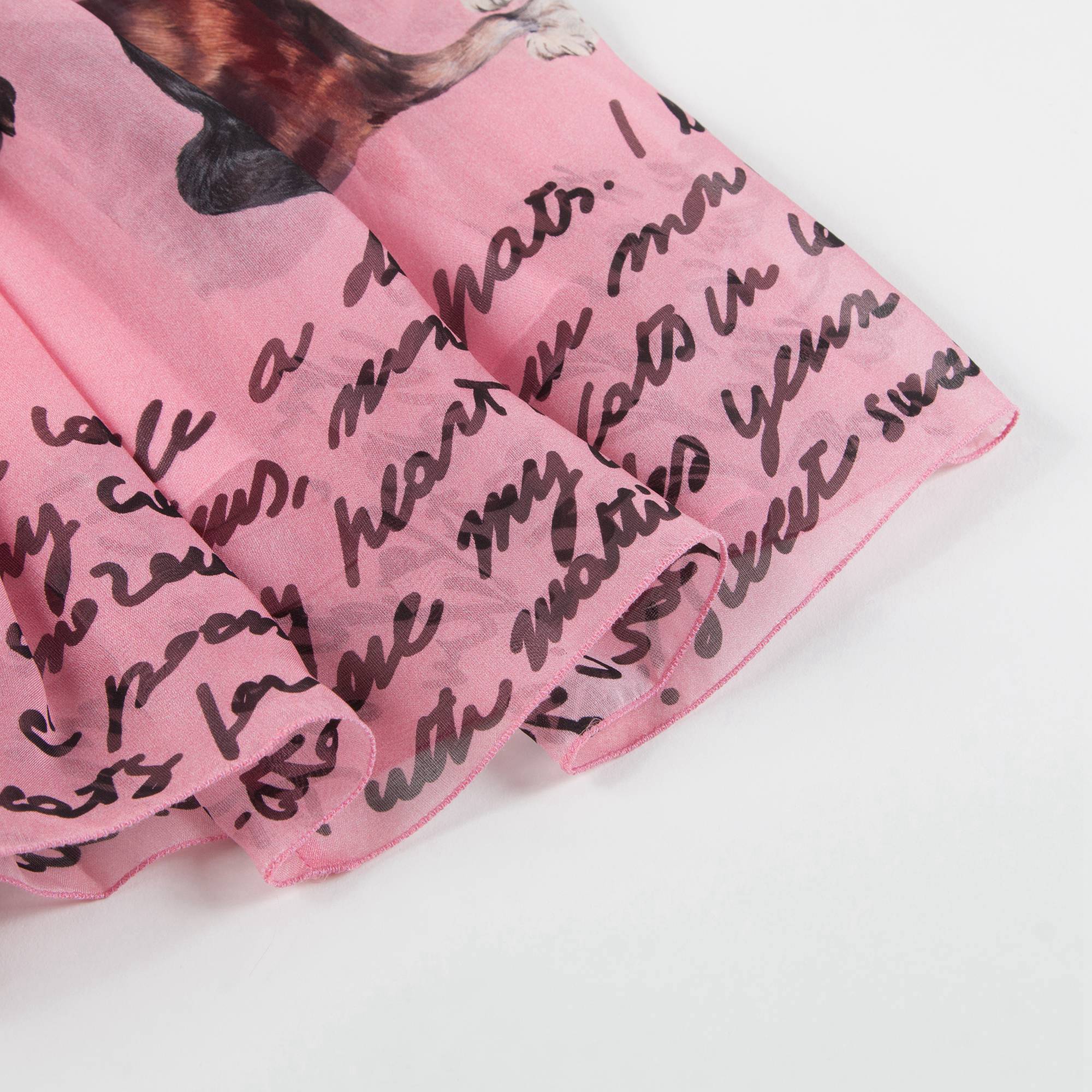 Baby  Girls  Pink  Cat Printed Silk Dress