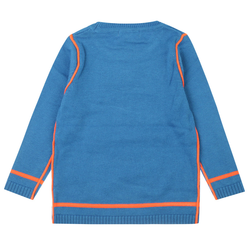 Boys Light Blue Fancy Pattern Trims Sweater - CÉMAROSE | Children's Fashion Store - 2