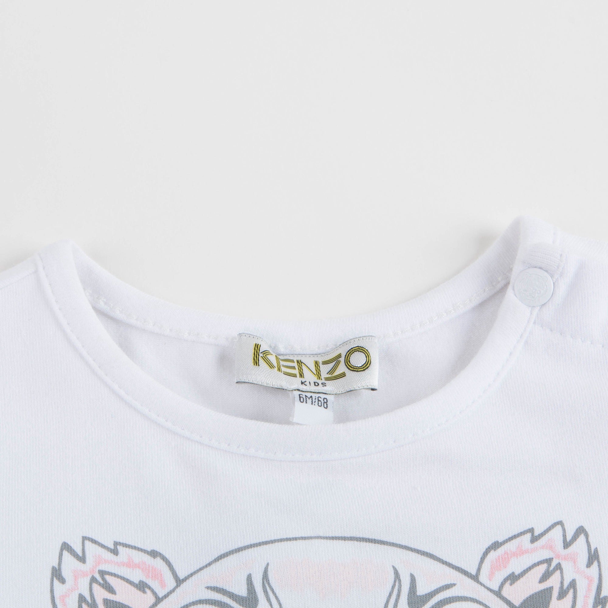 Baby Girls White Tiger Cotton T-shirt