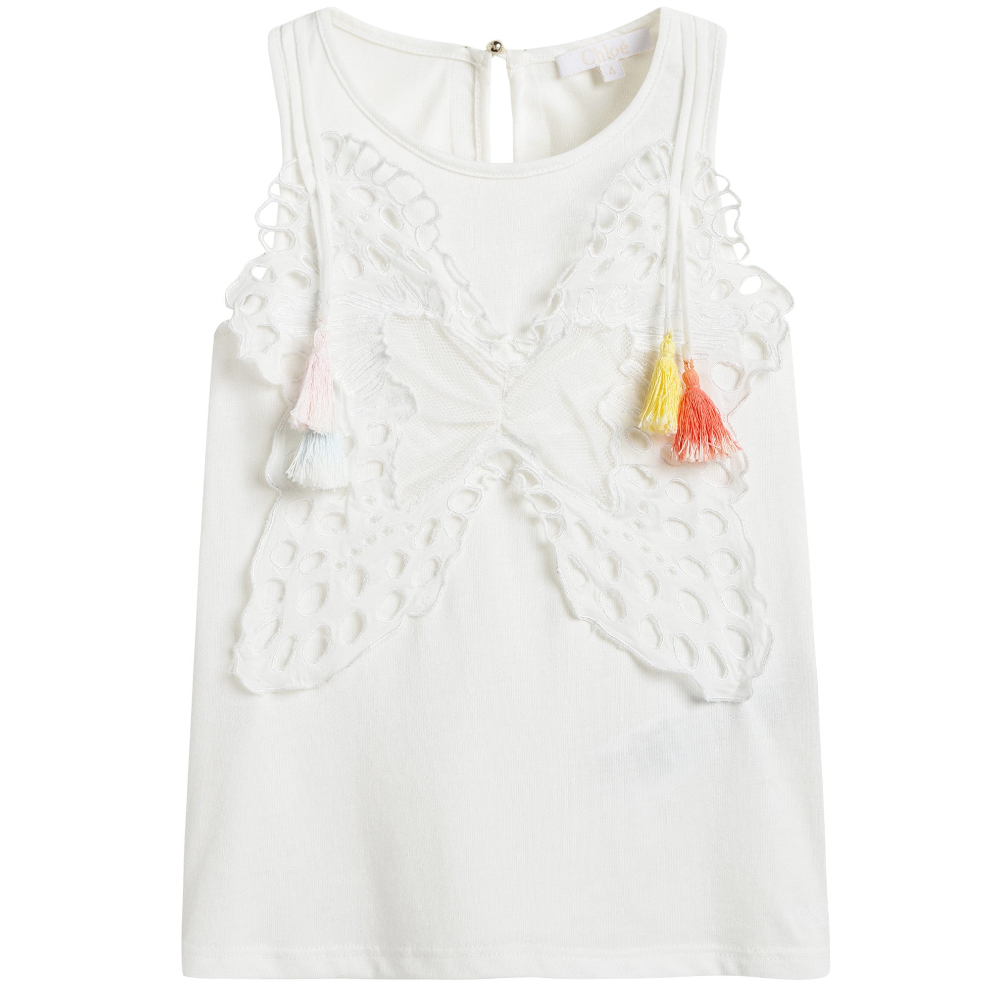 Girls White Butterfly Lace Vest