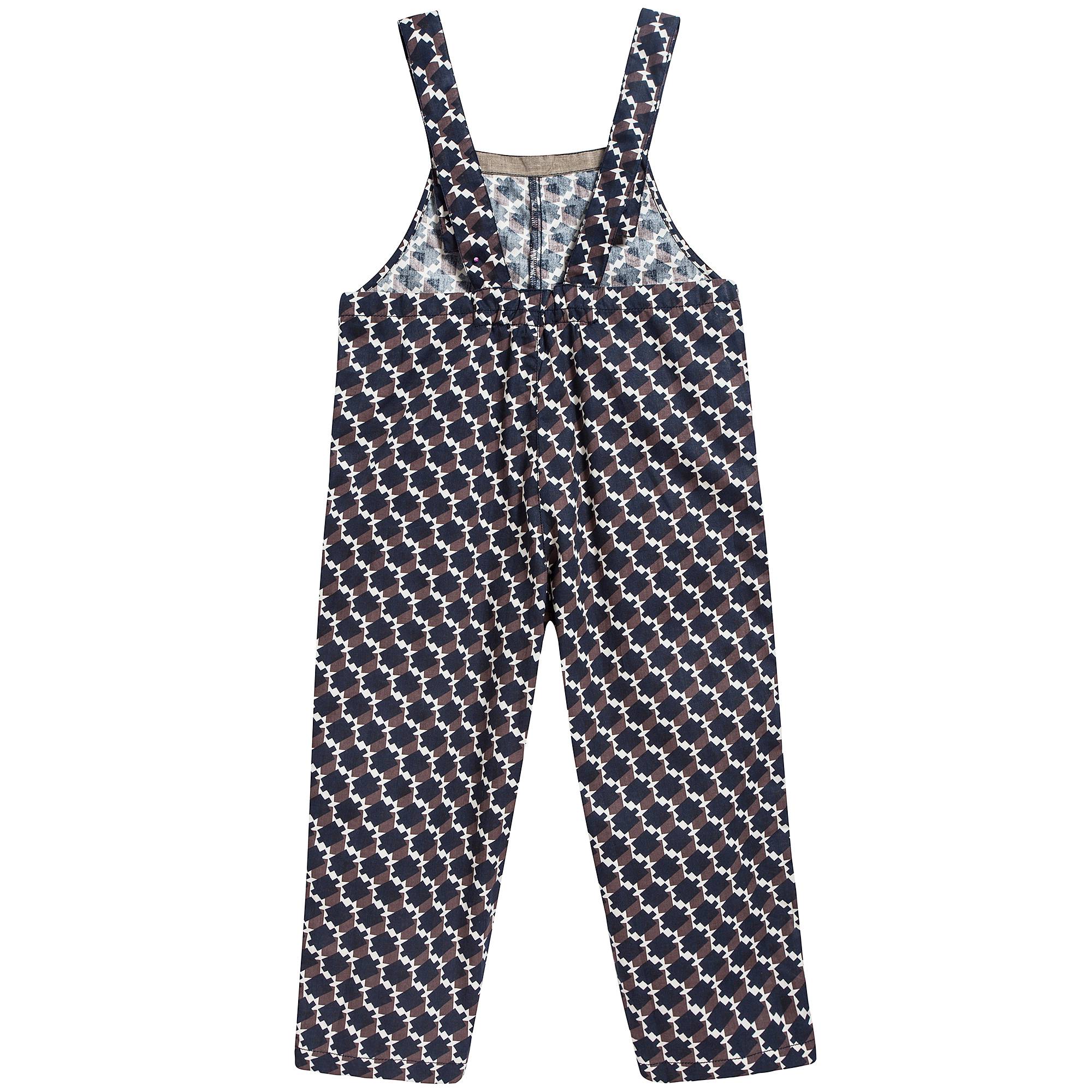 Girls & Boys Blue & Chocolate Cotton Woven Dungaree