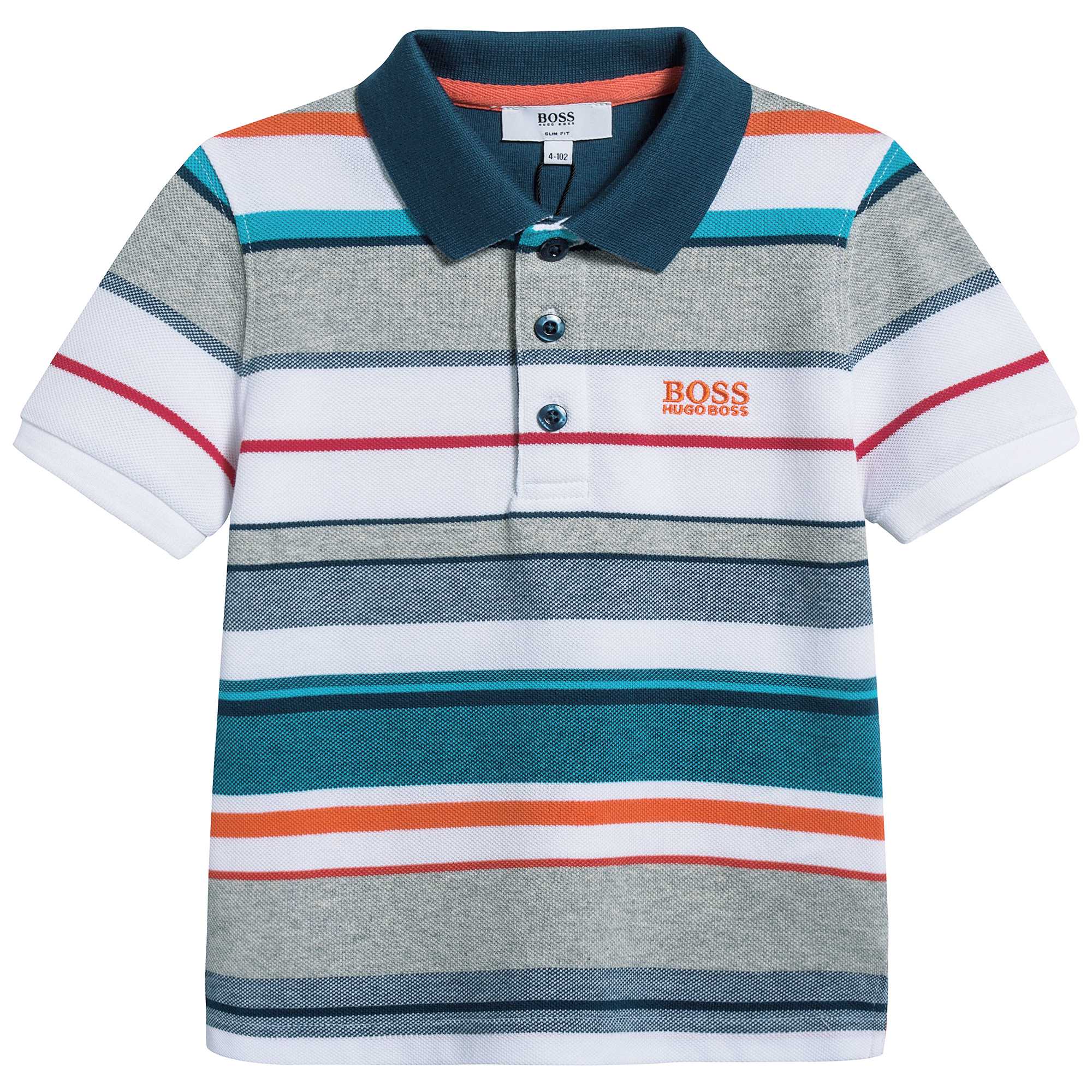 Boys White Check Logo Polo Shirt