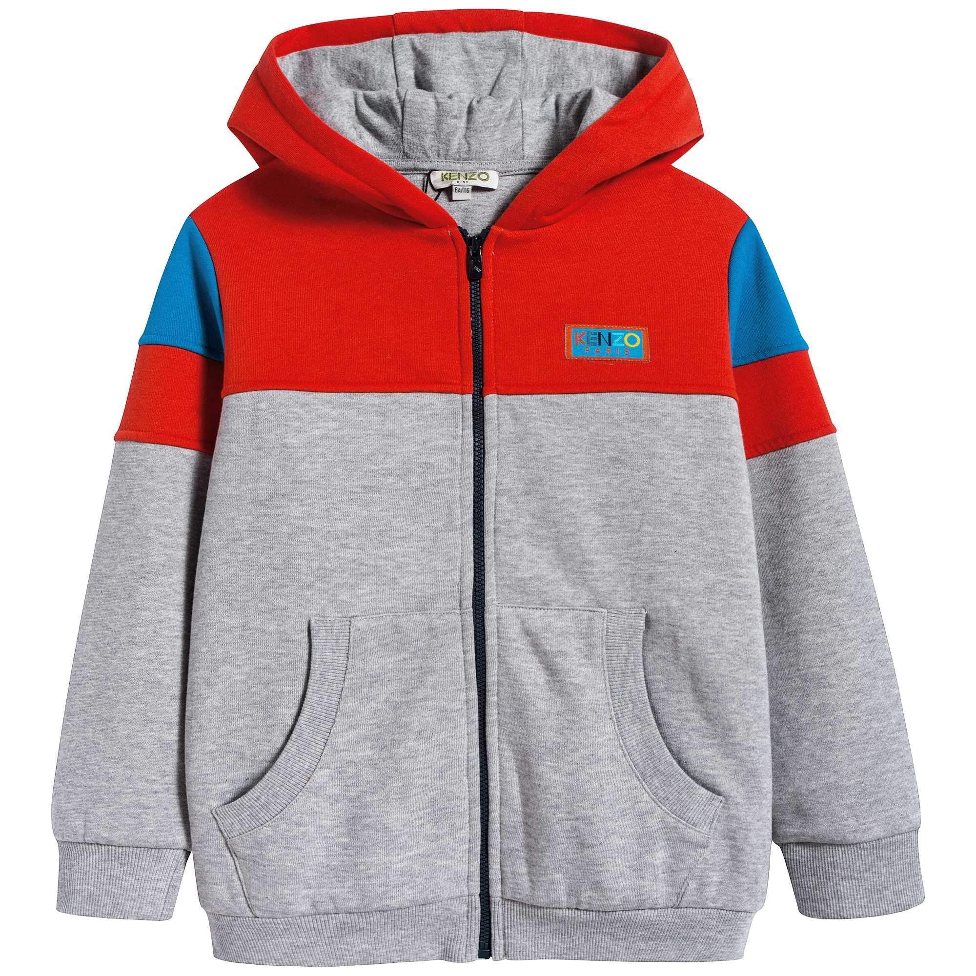 Girls Marl Grey & Red Cotton Cradigan