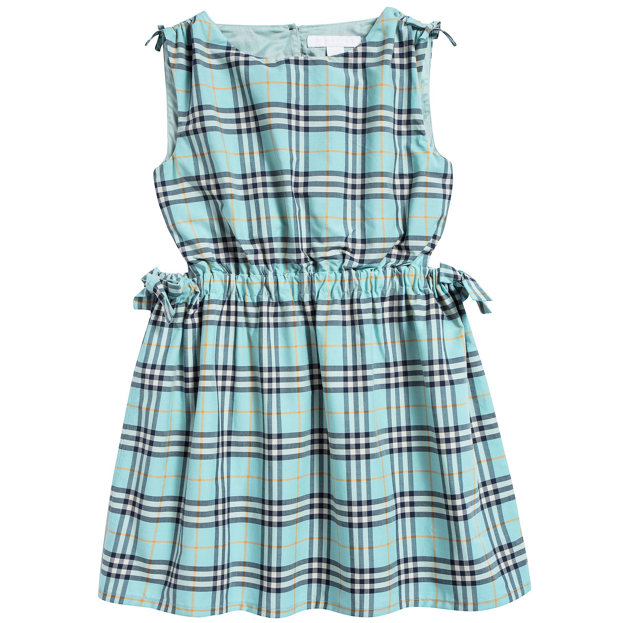 Girls Bright Aqua Cotton Dress