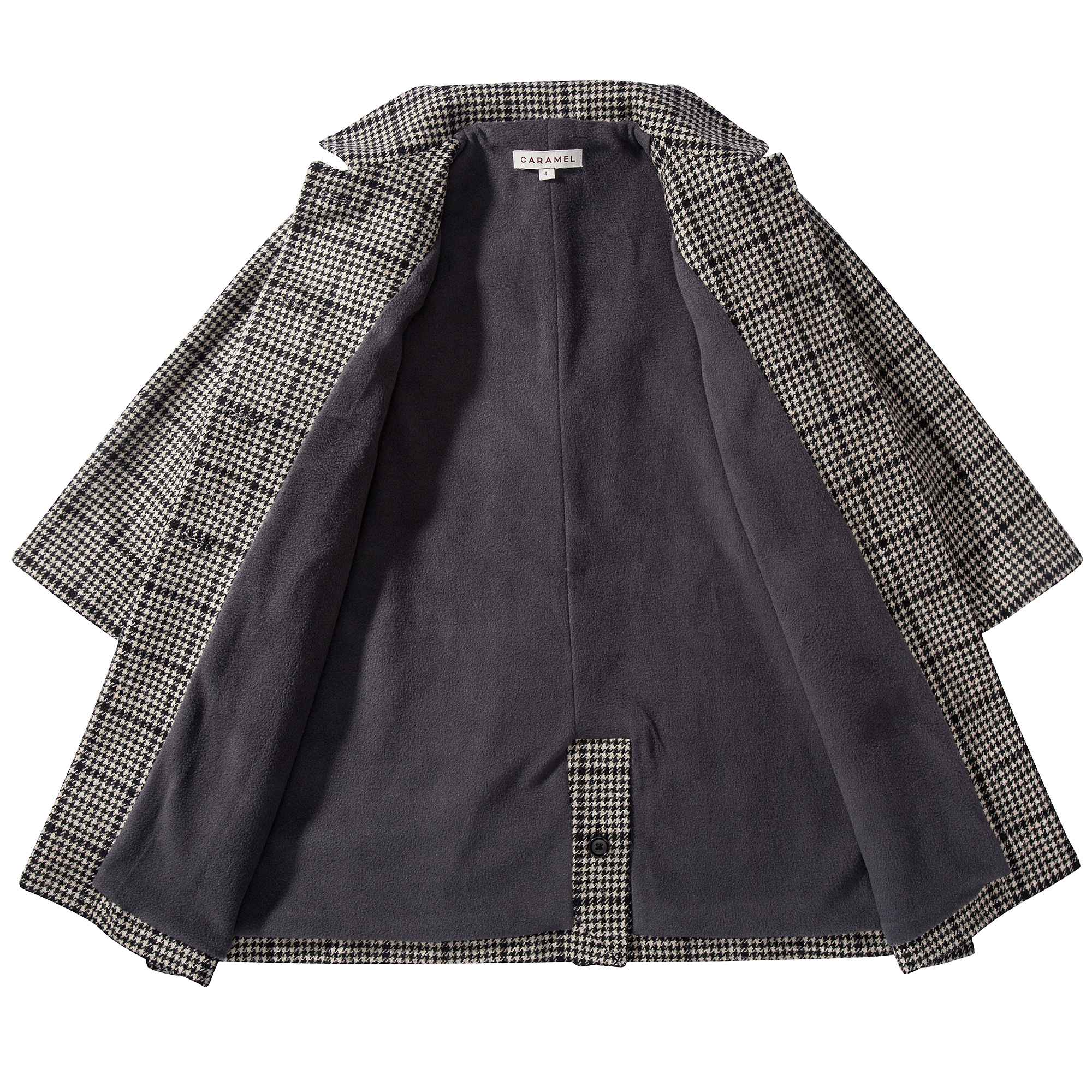 Baby  &  Girls  Black  Houndstooth   Wool  Coat