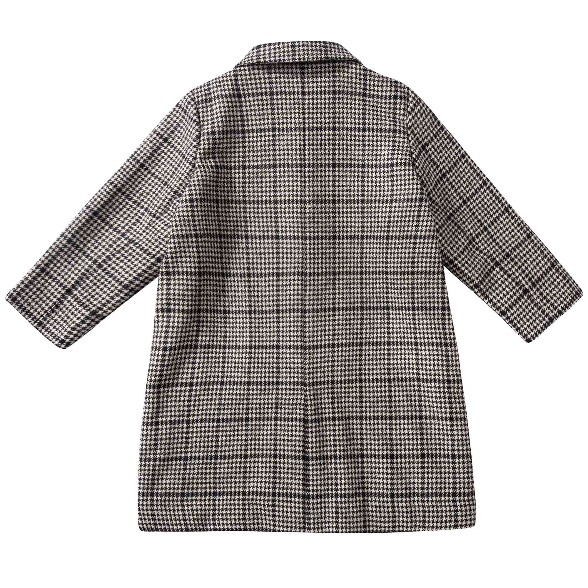 Baby  &  Girls  Black  Houndstooth   Wool  Coat