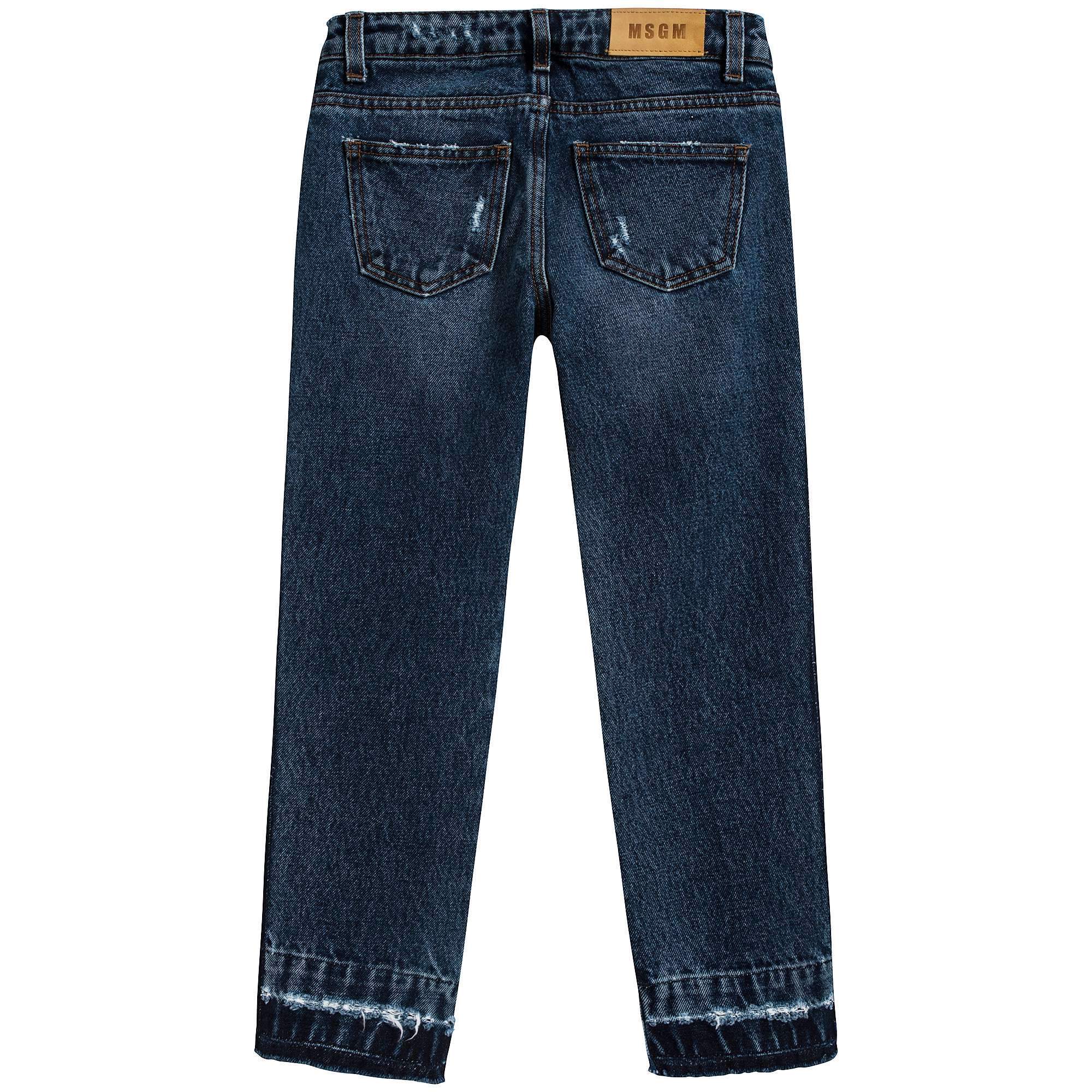 Girls Denim Blue Cotton Trousers