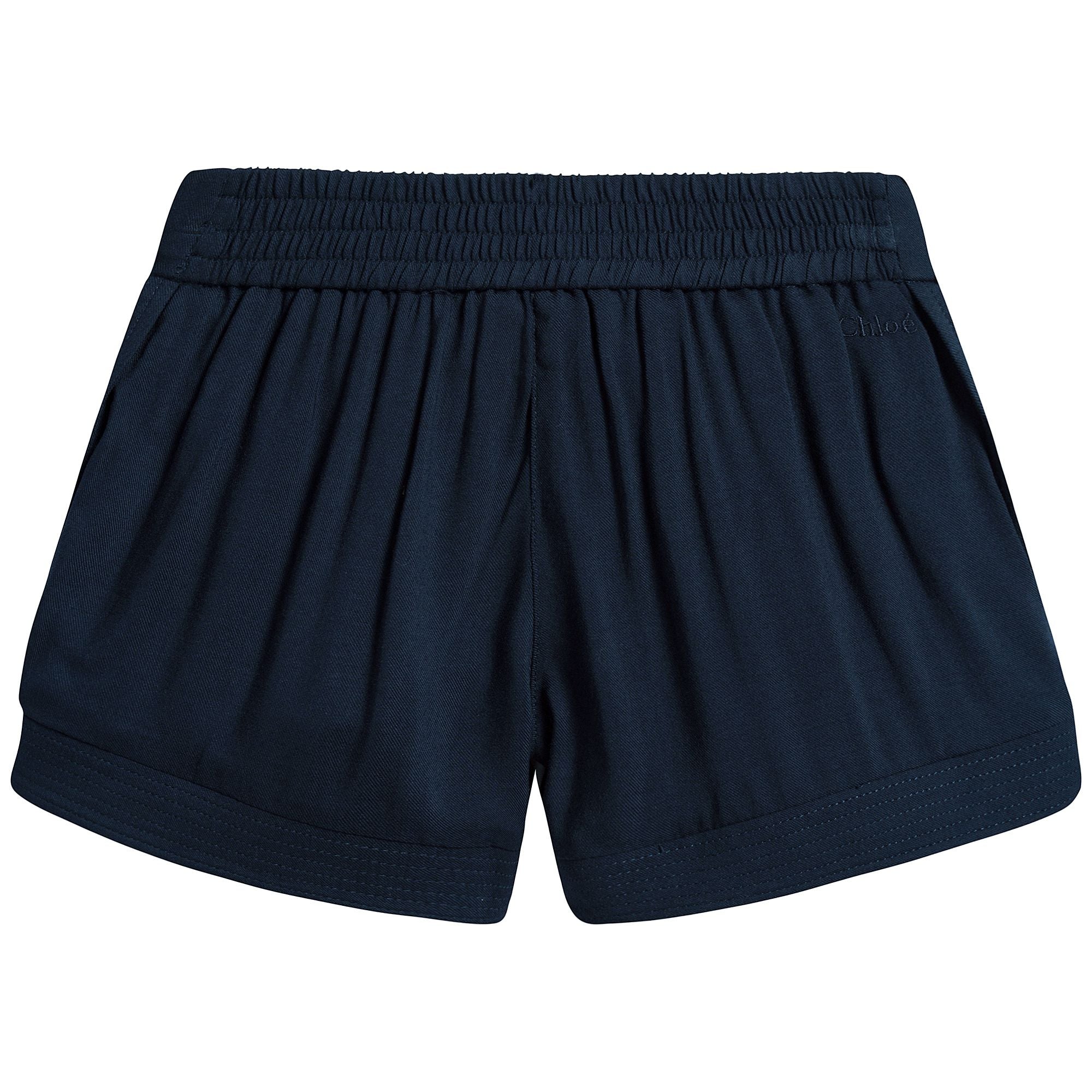 Girls Navy Blue Viscose Shorts