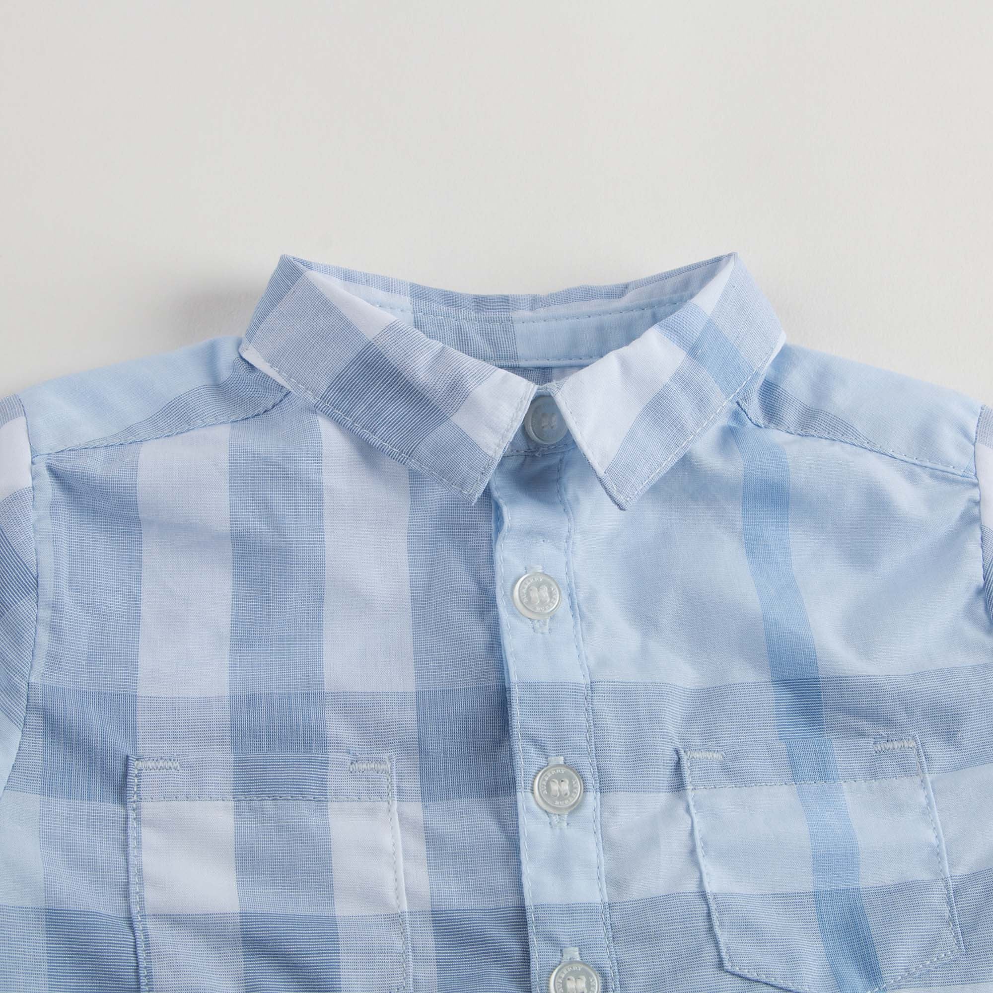 Baby Boys Blue Check Cotton Shortie - CÉMAROSE | Children's Fashion Store - 3