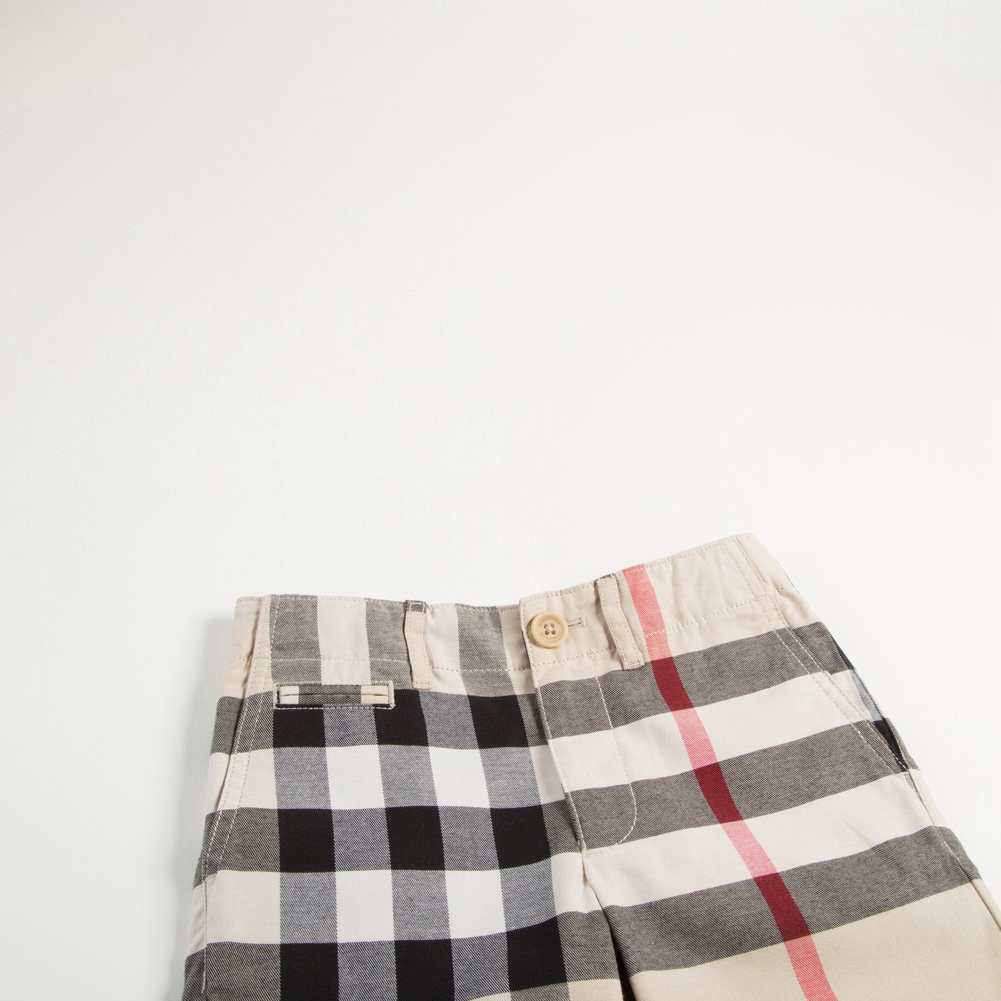 Boys  Beige Checked  Cotton  Shorts