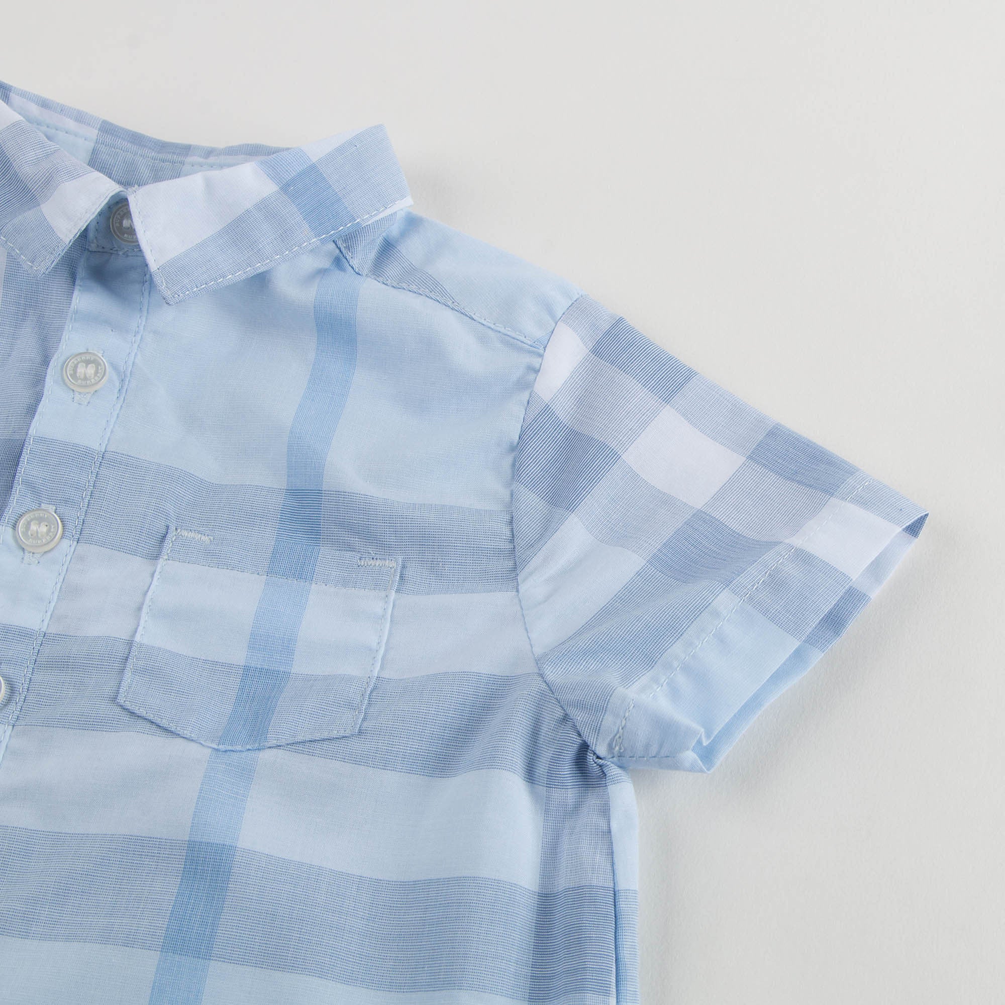 Baby Boys Blue Check Cotton Shortie - CÉMAROSE | Children's Fashion Store - 5