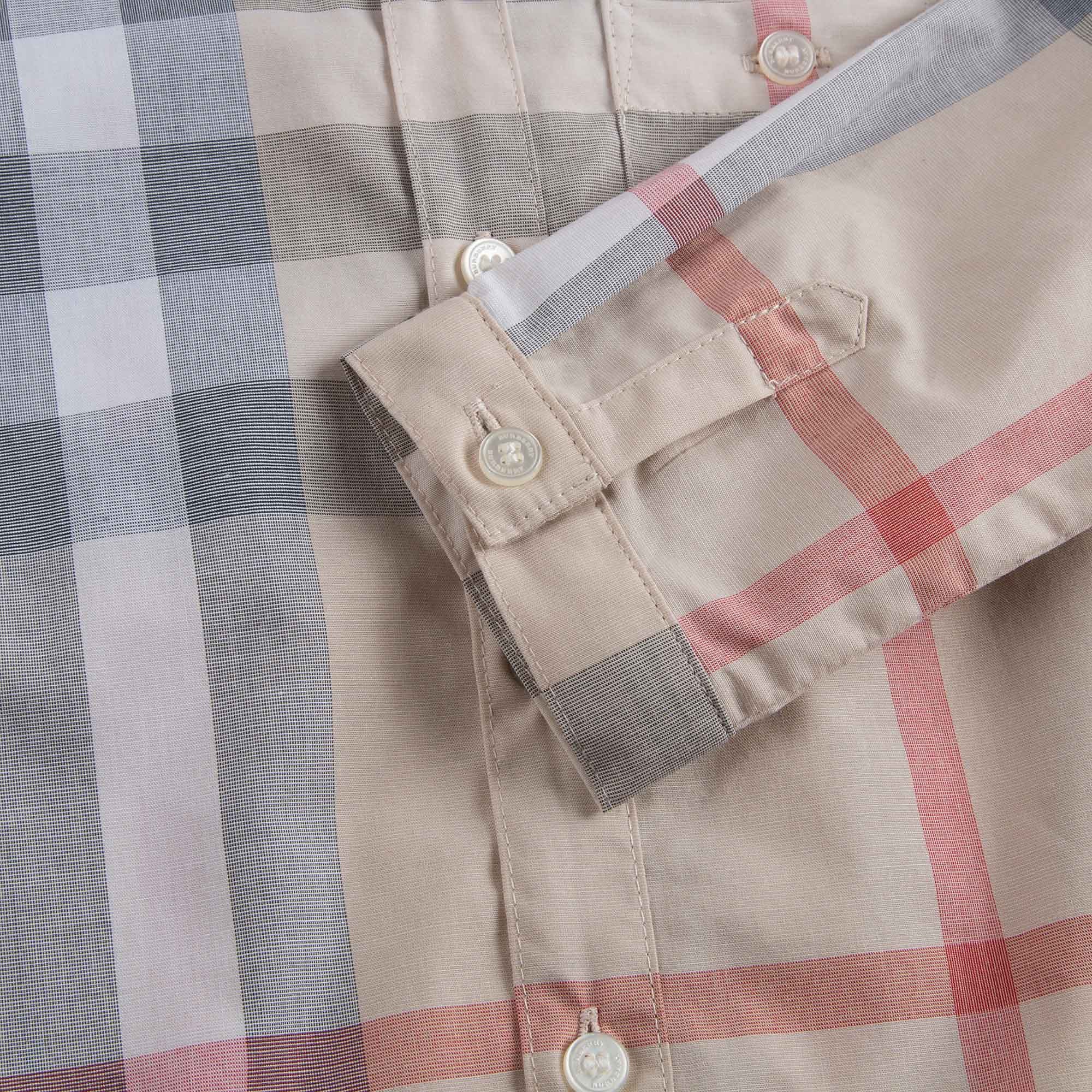 Baby Beige Check Cotton Shirt