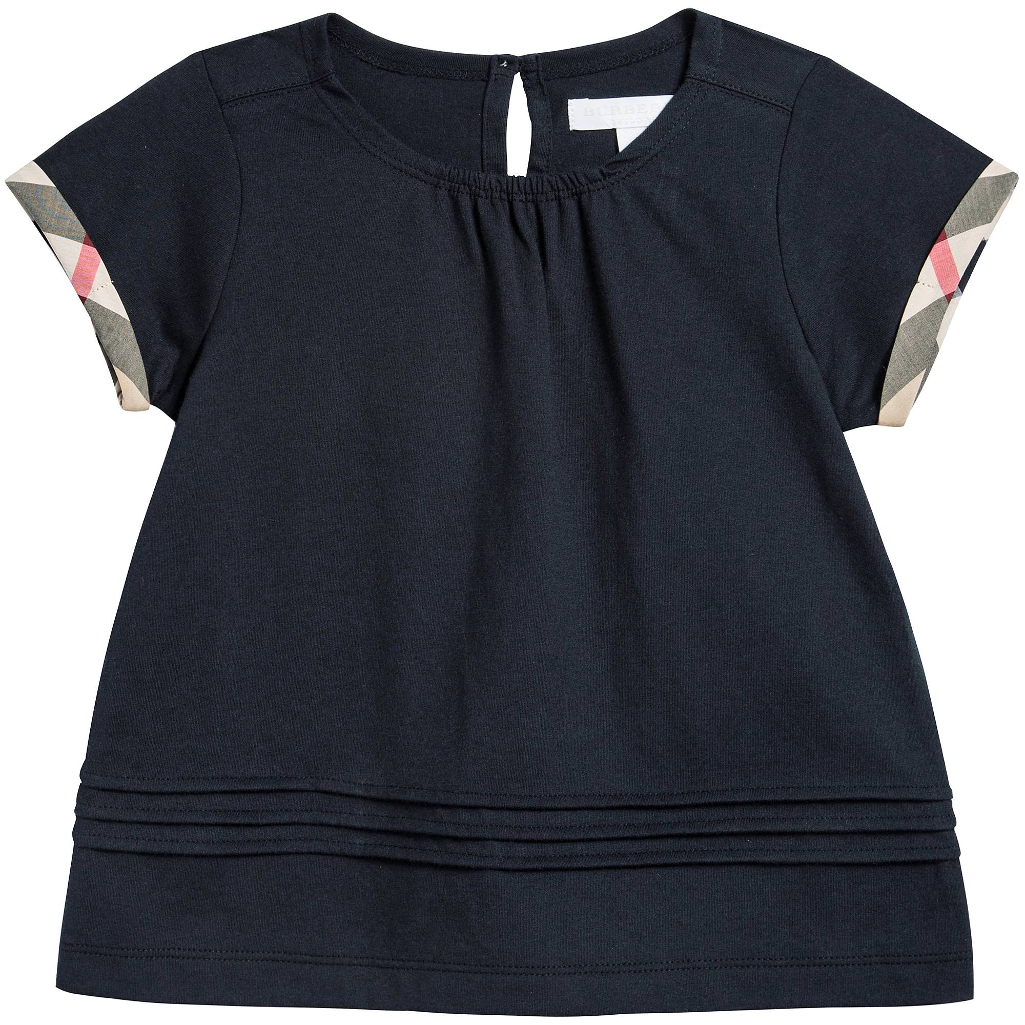 Girls Navy Blue Cotton T-shirt
