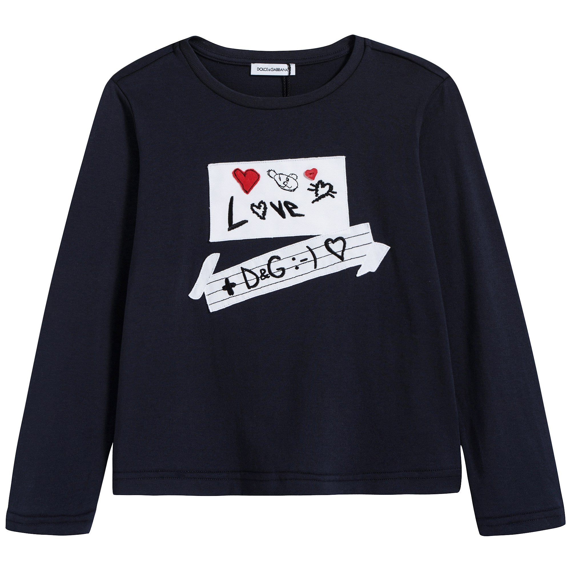 Girls Dark Blue Cotton T-shirt