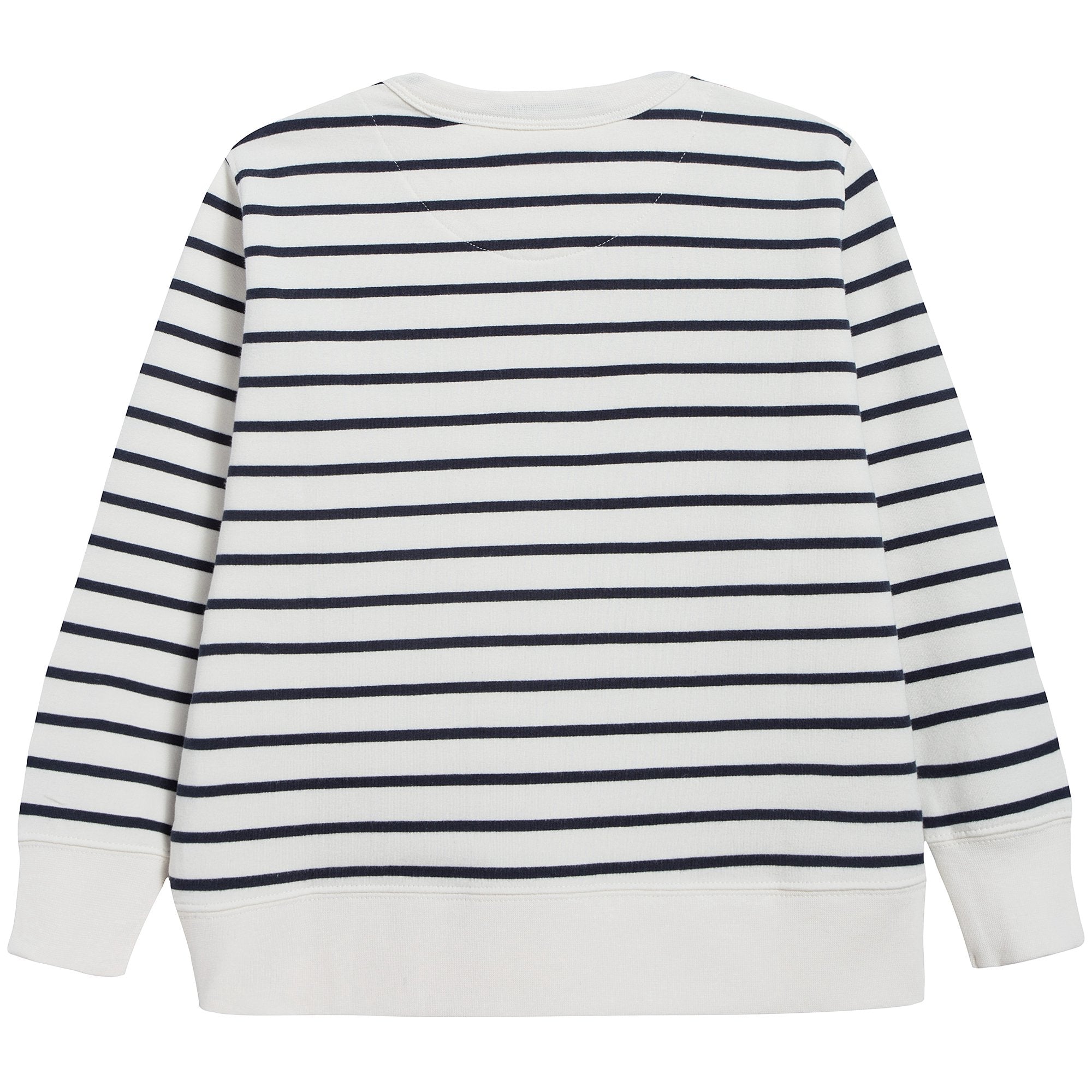 Girls Off White & Navy Small Stripes Sweatshirt