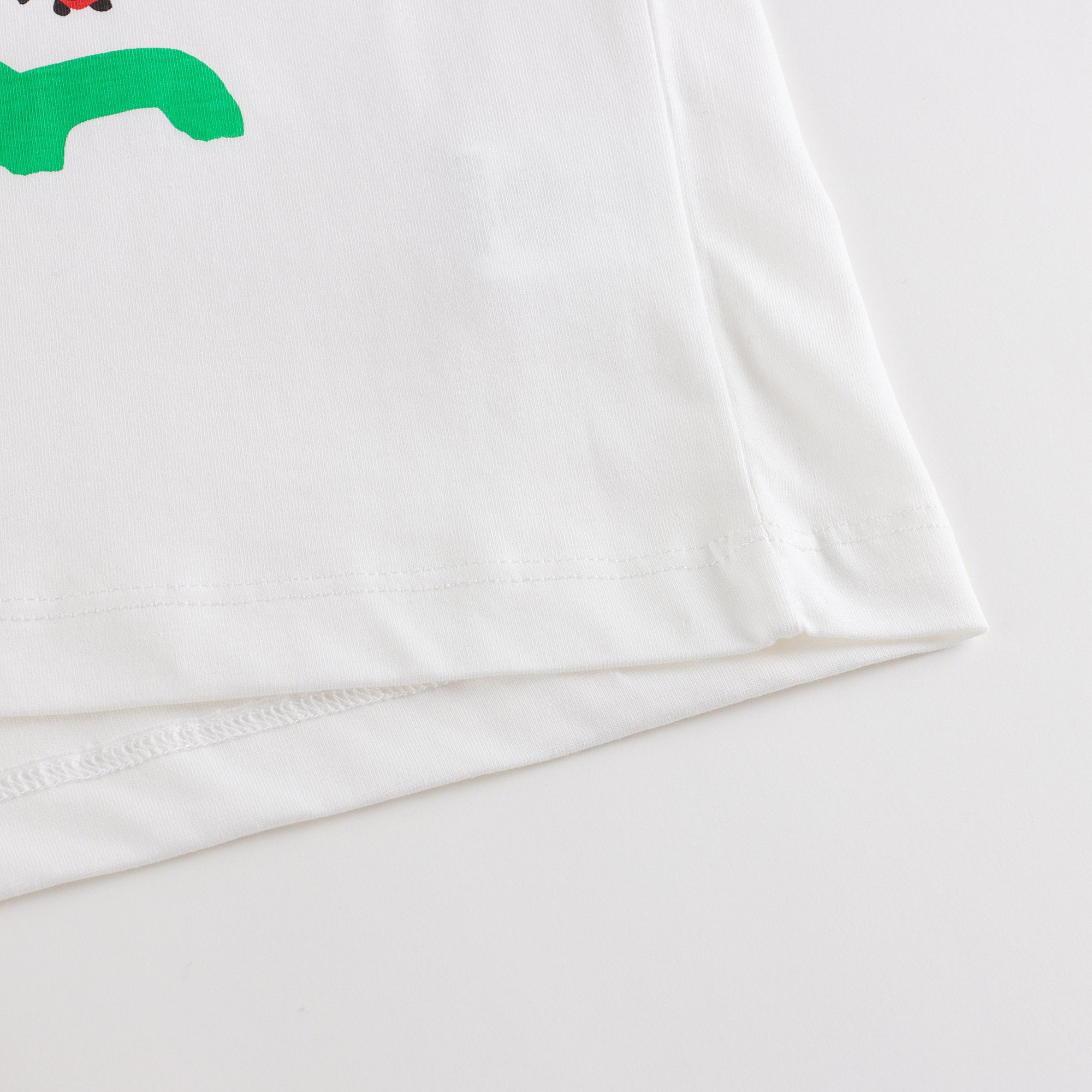 Girls White Mushroom Printed Cotton T-Shirt