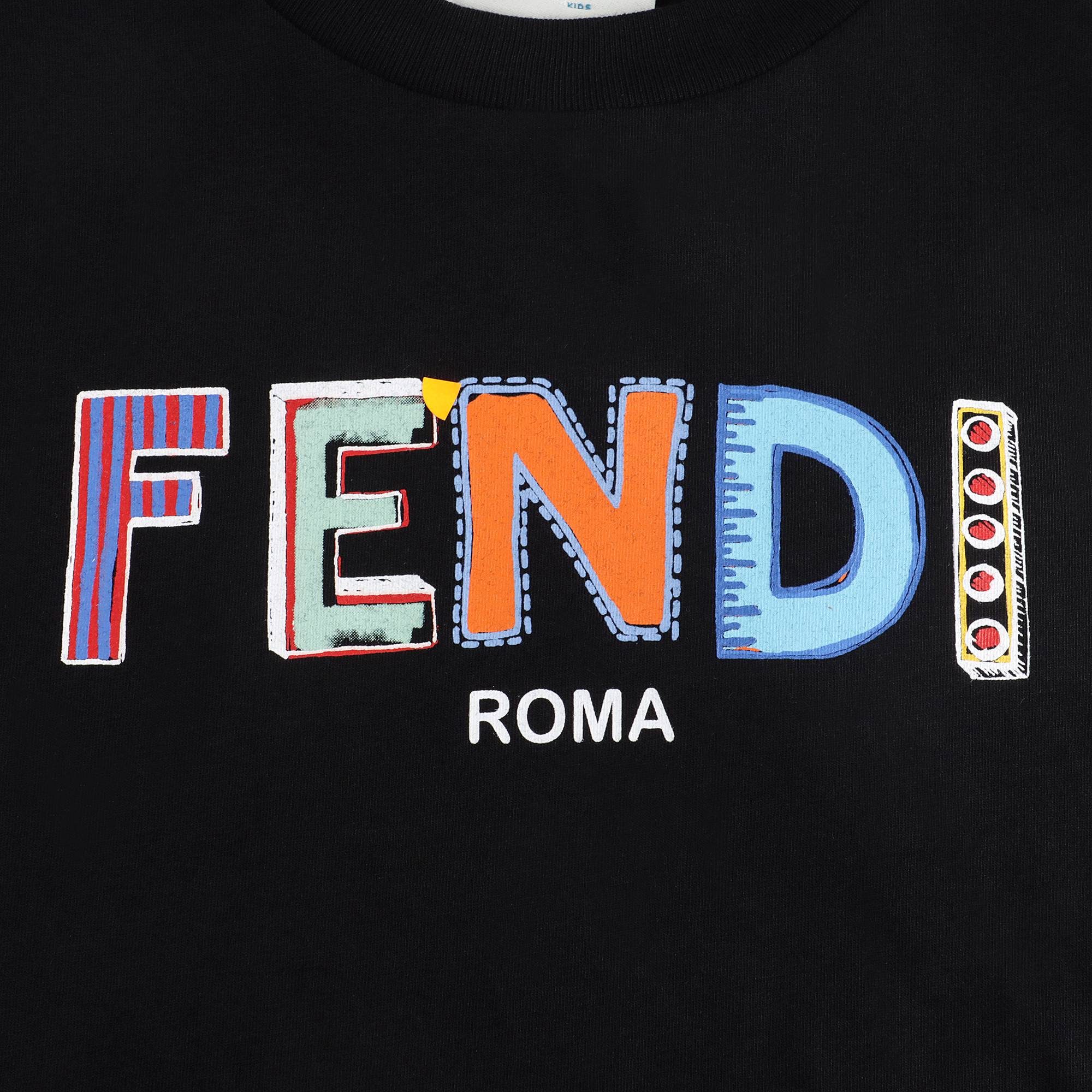 Boys & Girls Black Logo Cotton T-Shirt