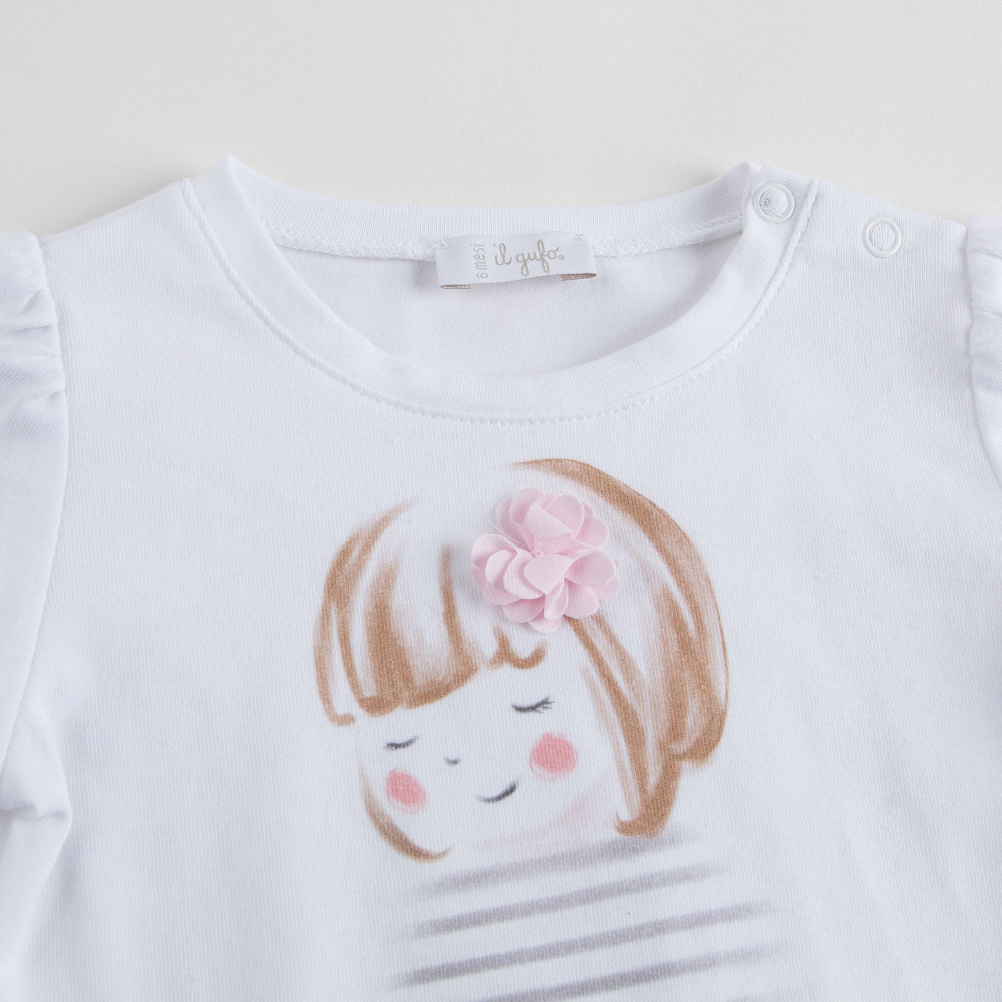 Baby Girls White Cotton Jersey T-Shirt - CÉMAROSE | Children's Fashion Store - 3