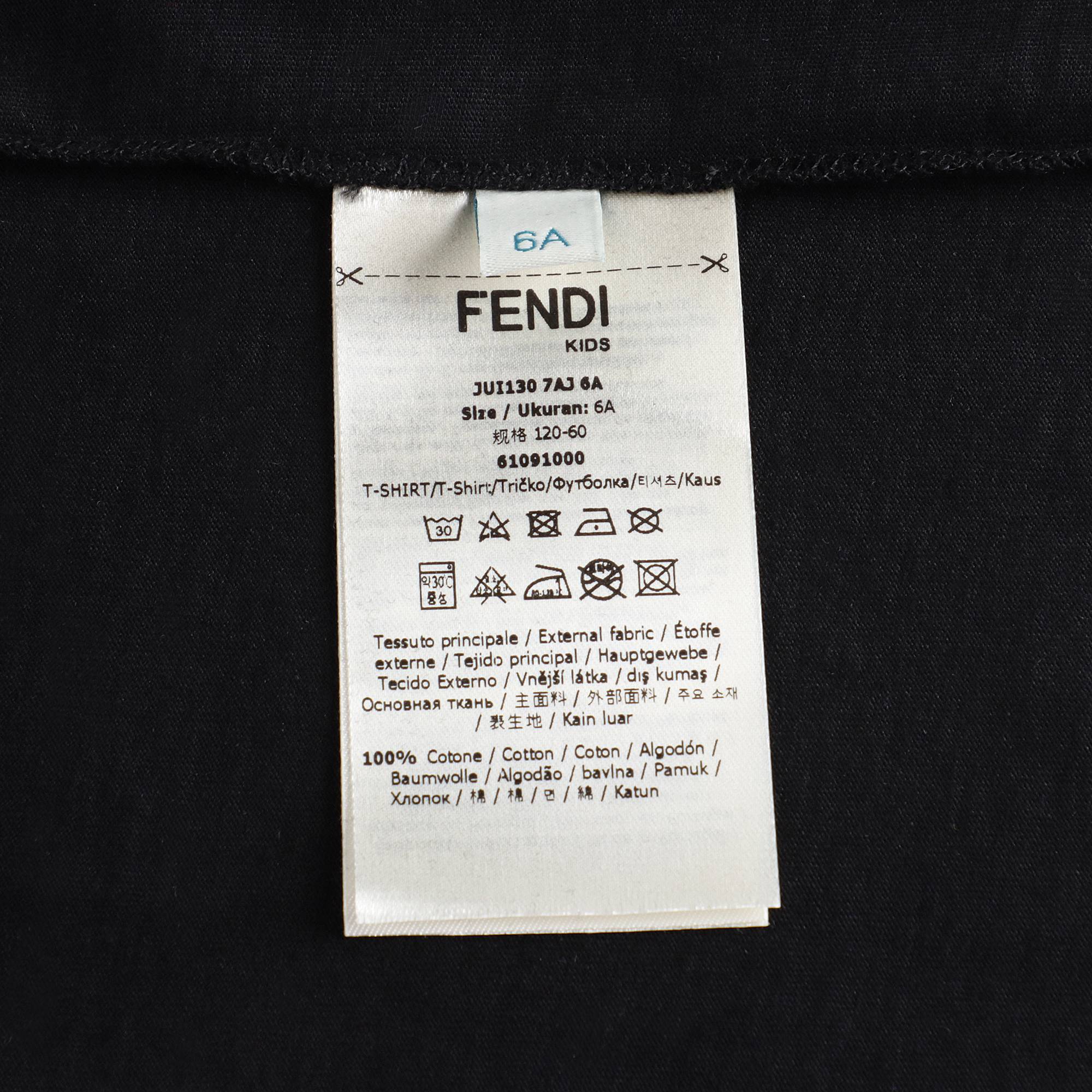 Boys & Girls Black Logo Cotton T-Shirt