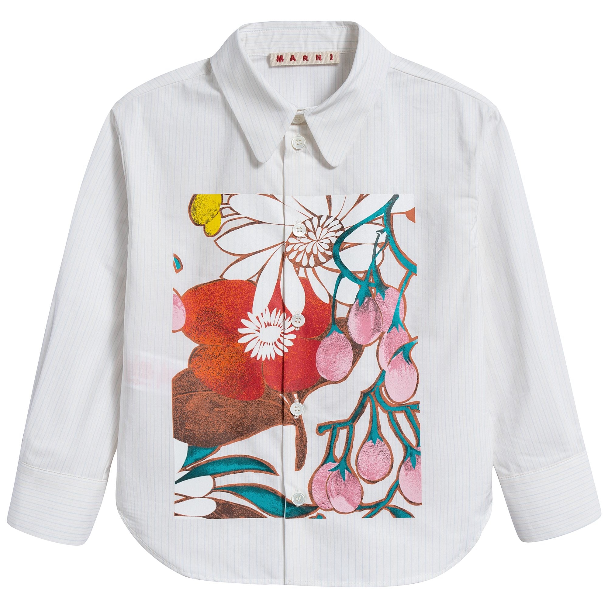 Girls White Printed Cotton T-shirt