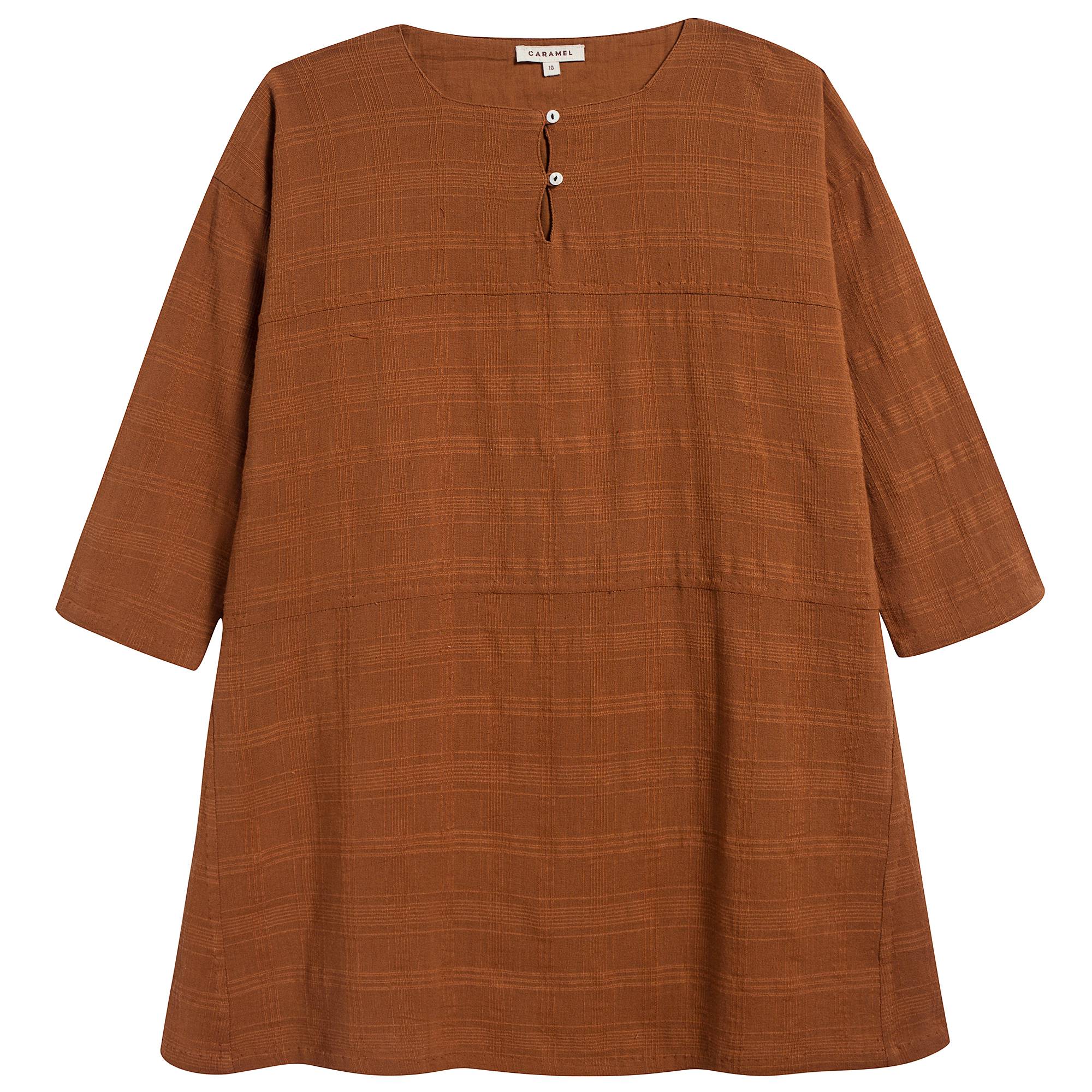 Girls Camel Cotton Woven Dress
