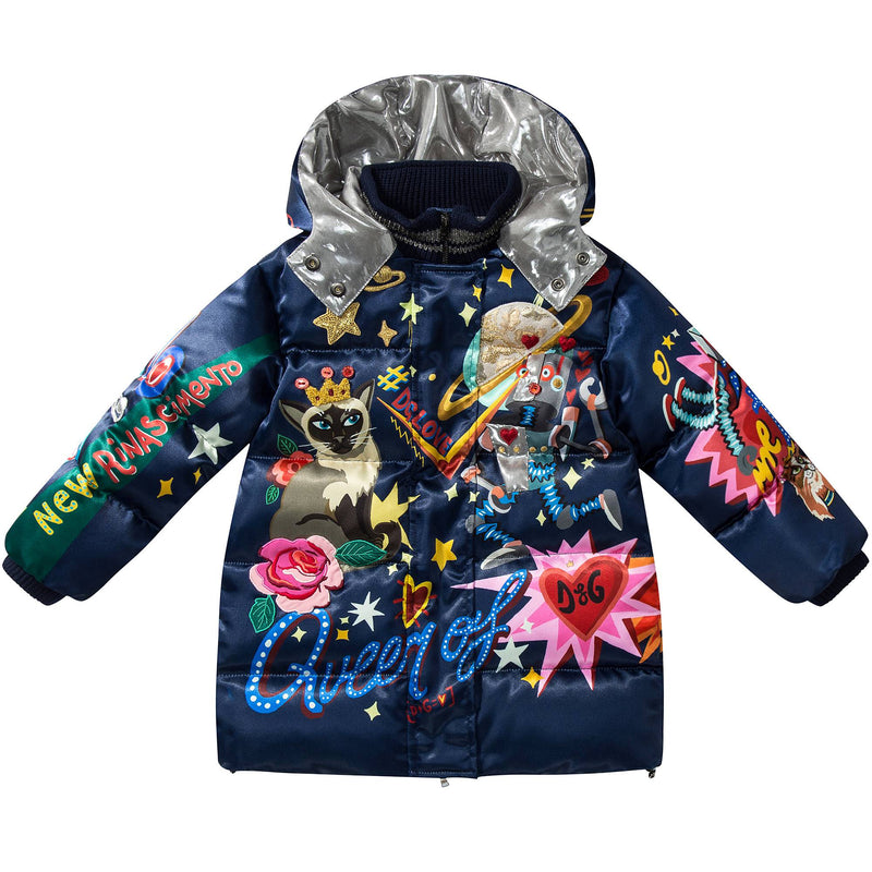Baby  Girls  Mirror Blue  Polyester   Coat