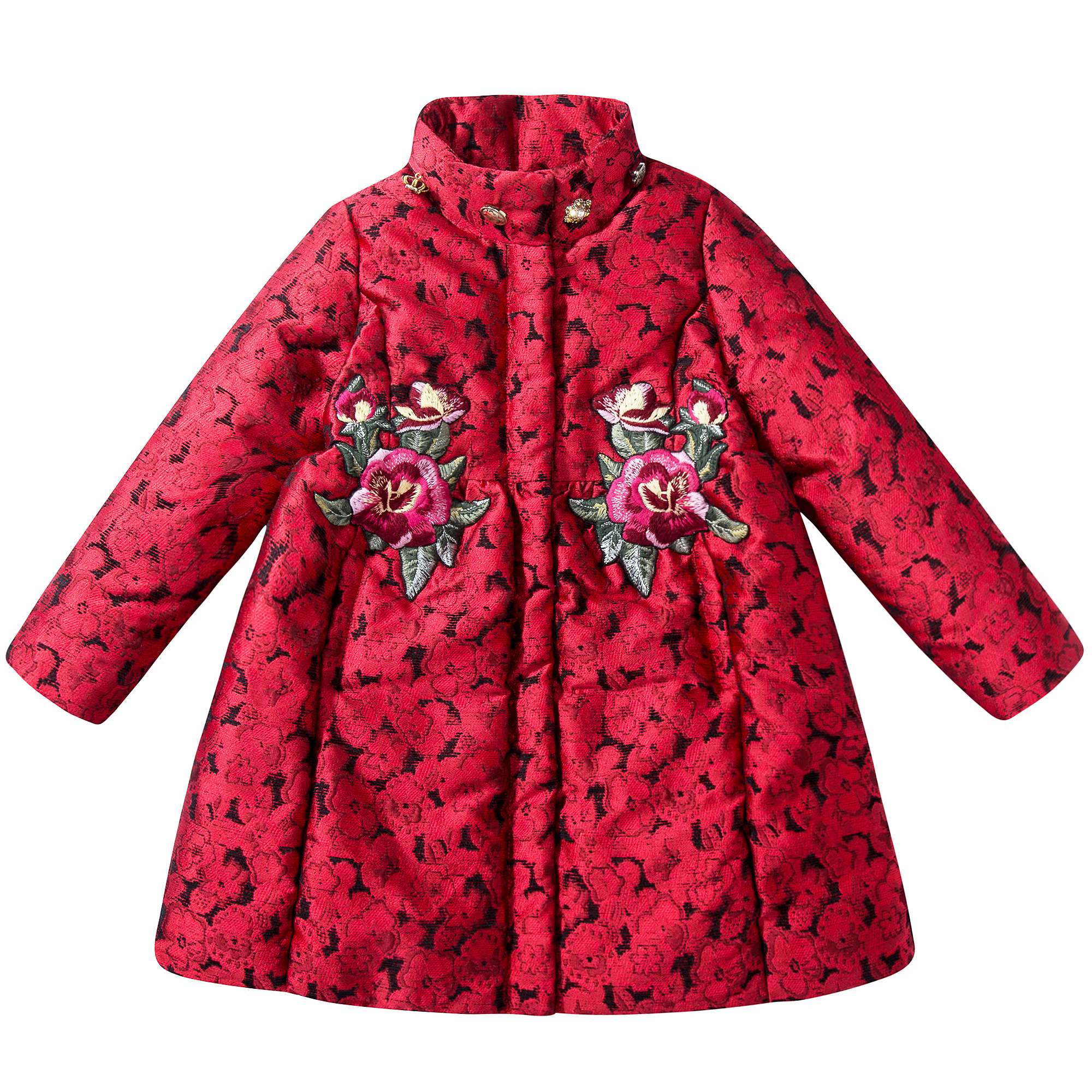 Girls  Red  &  Black  fur collar   Coat