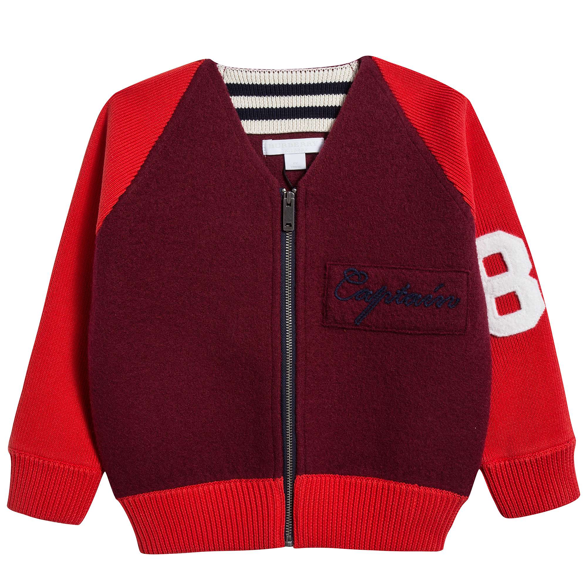 Boys Burgundy Merino Wool Cardigan