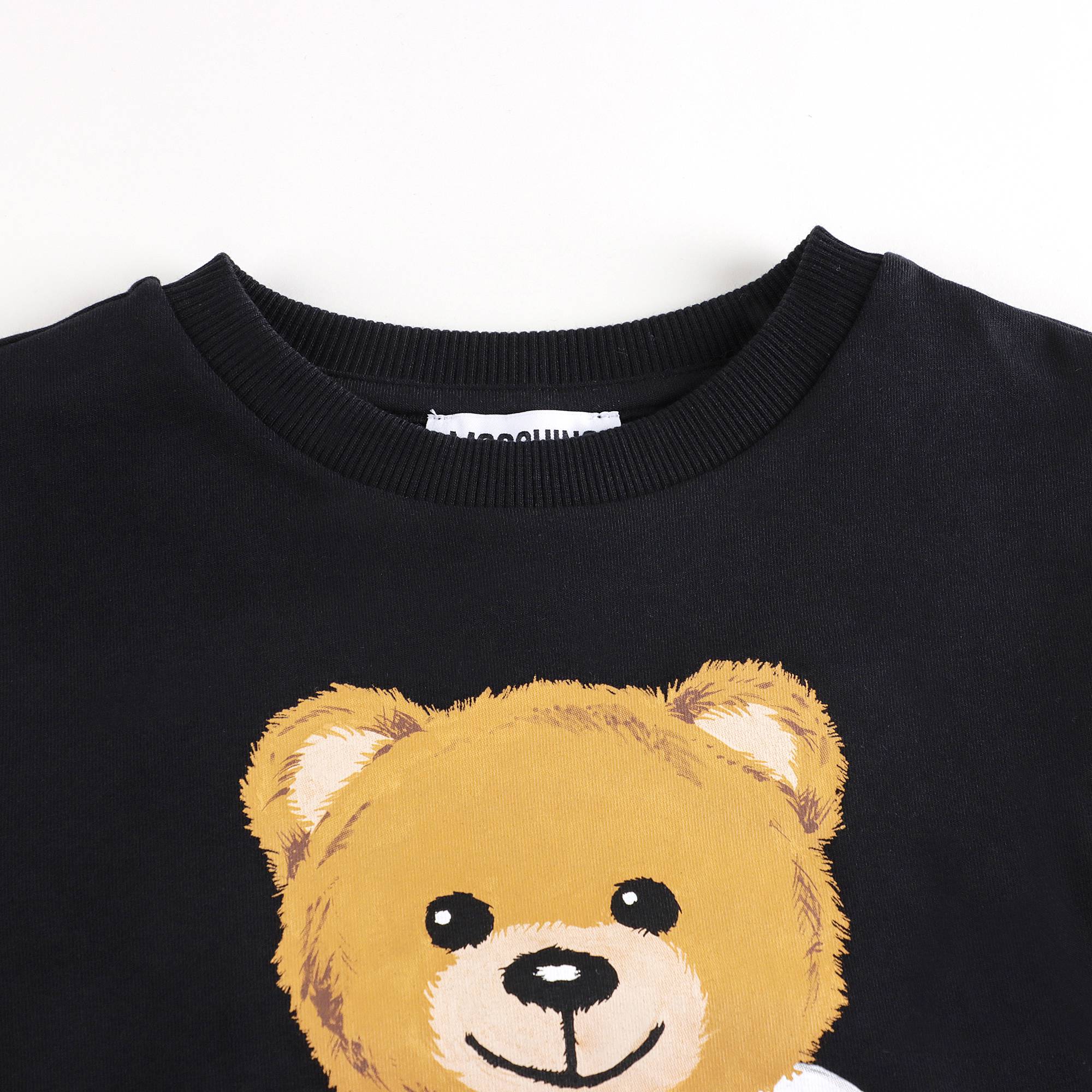 Boys & Girls Black Printed Cotton T-Shirt