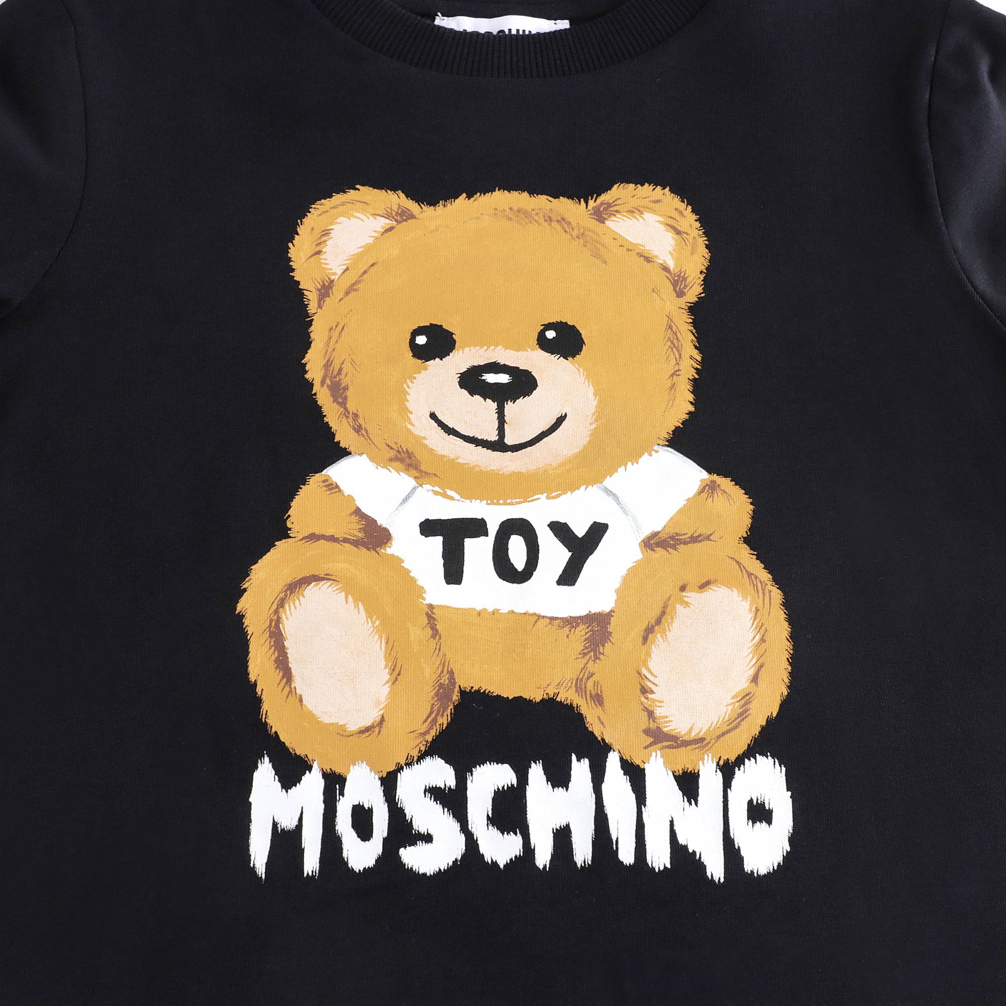 Boys & Girls Black Printed Cotton T-Shirt
