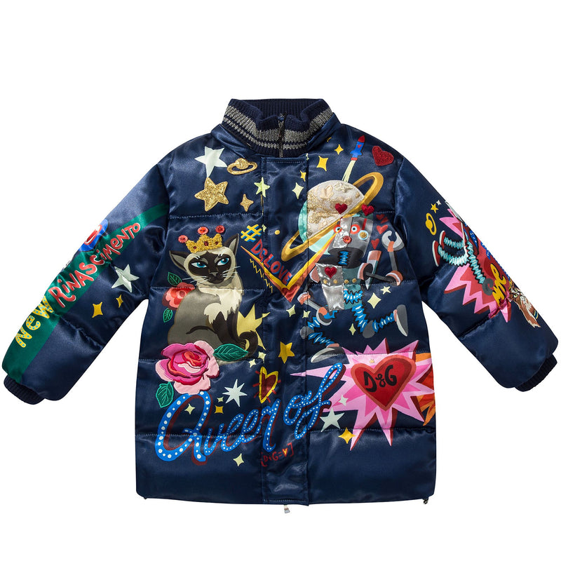 Baby  Girls  Mirror Blue  Polyester   Coat