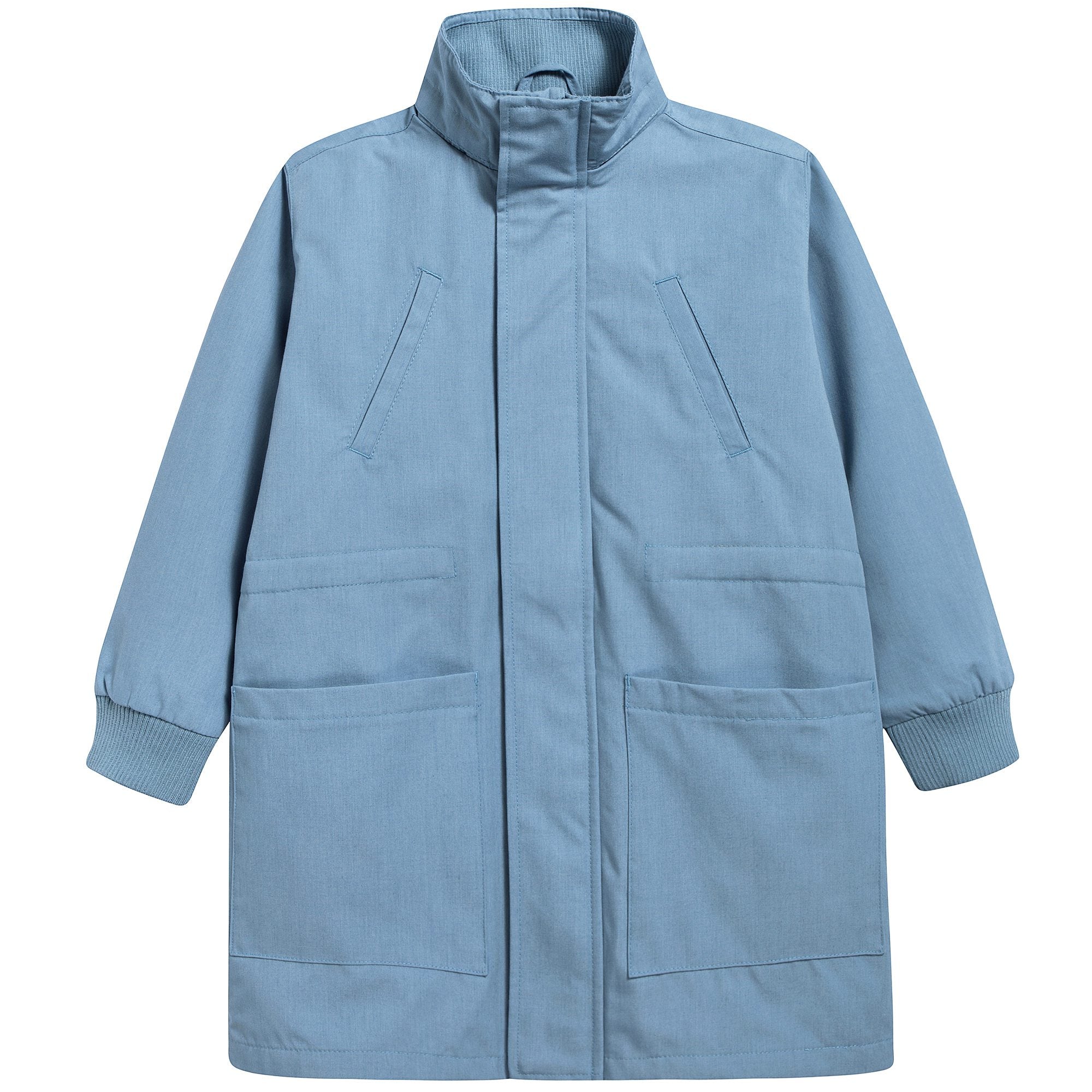 Girls Light Cerulean Blue Solid Jacket