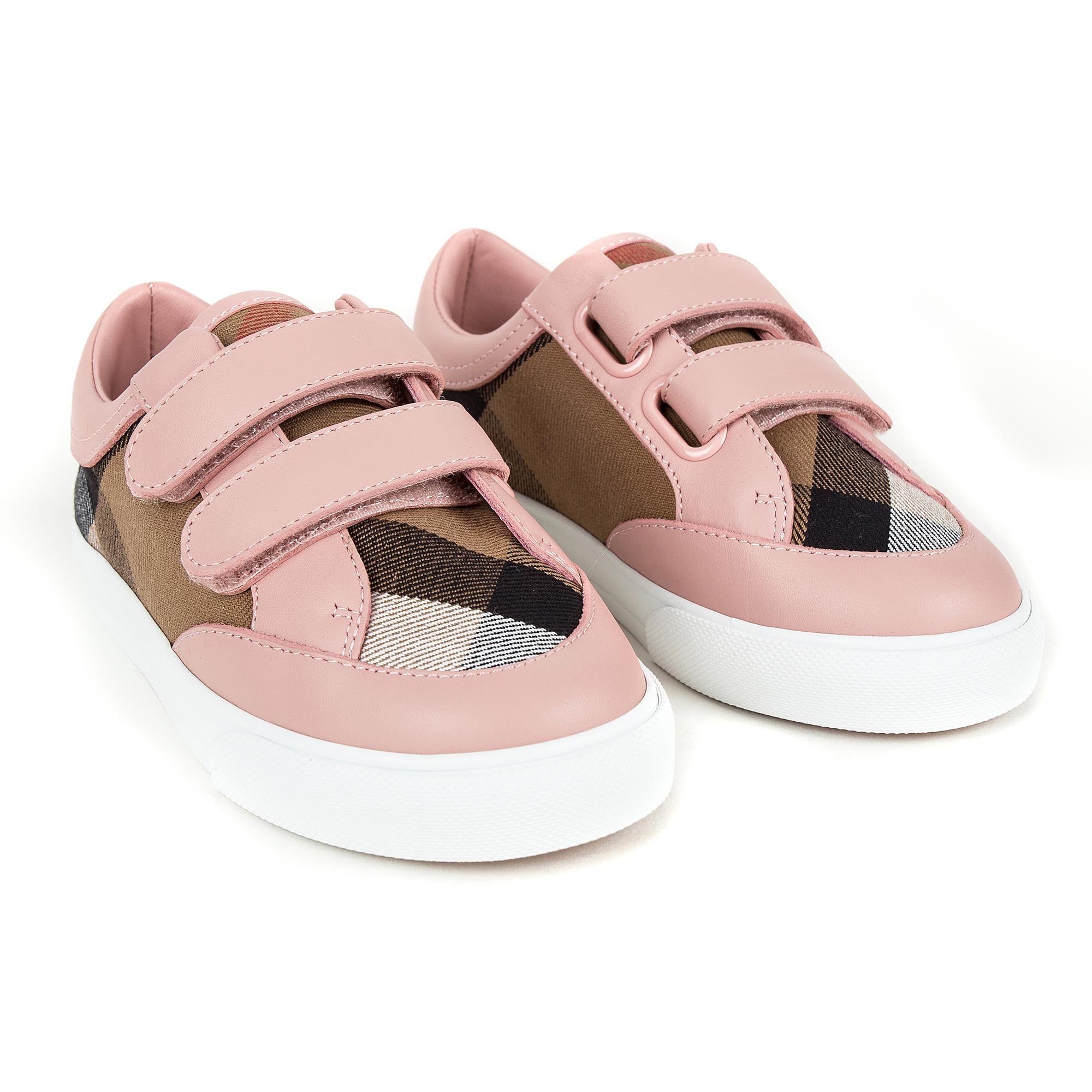 Girls Pink & Beige Check 'Mini Heacham' Trainers