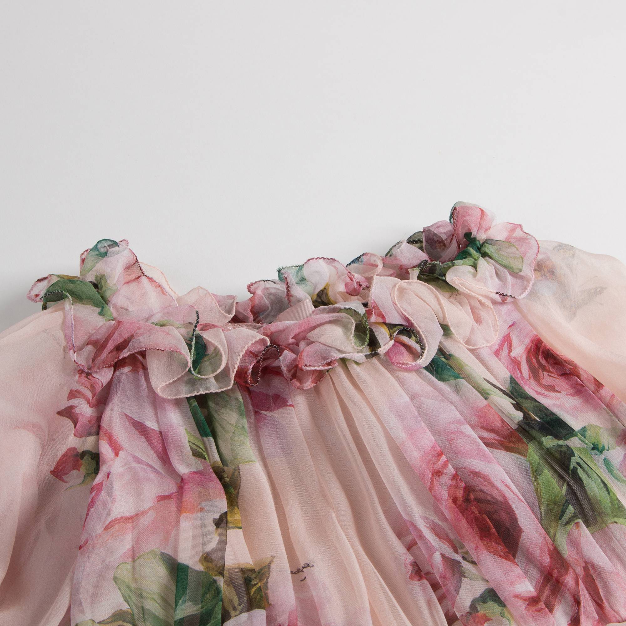 Girls Pink Rose Silk Chiffon Dress