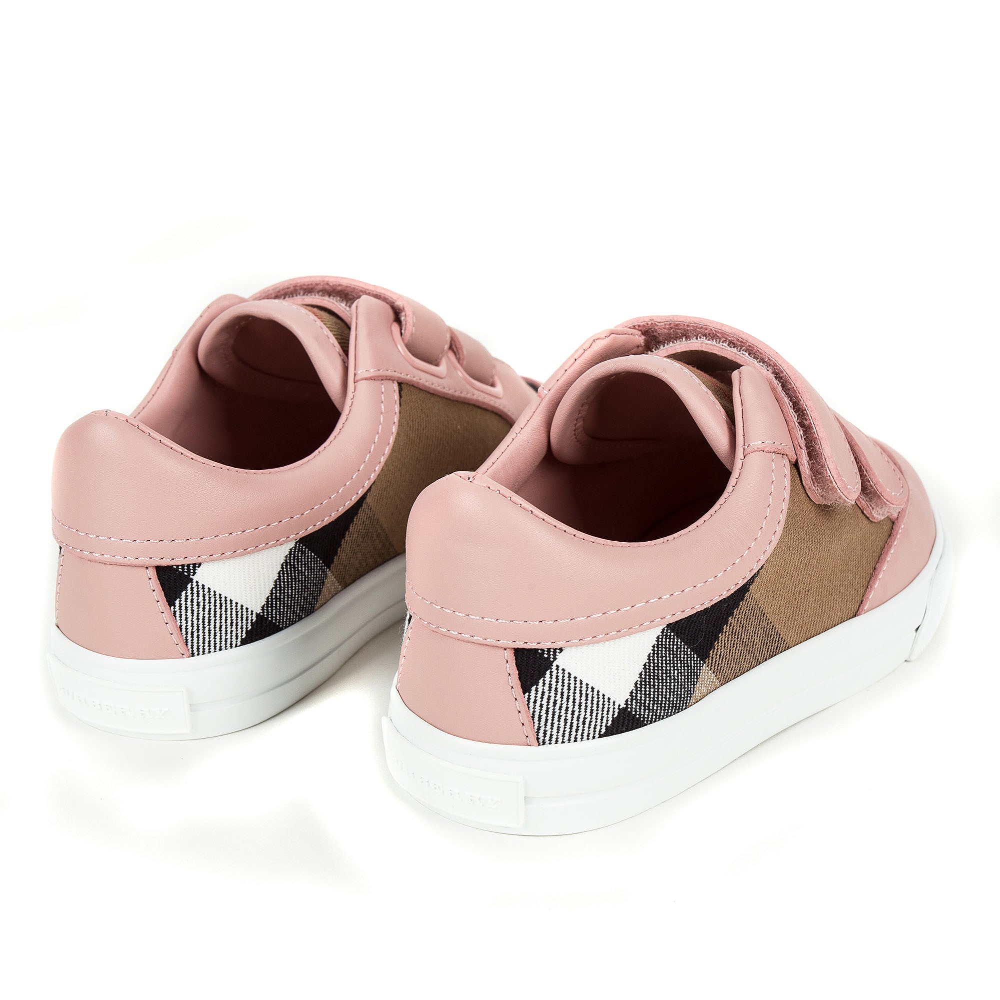 Girls Pink & Beige Check 'Mini Heacham' Trainers