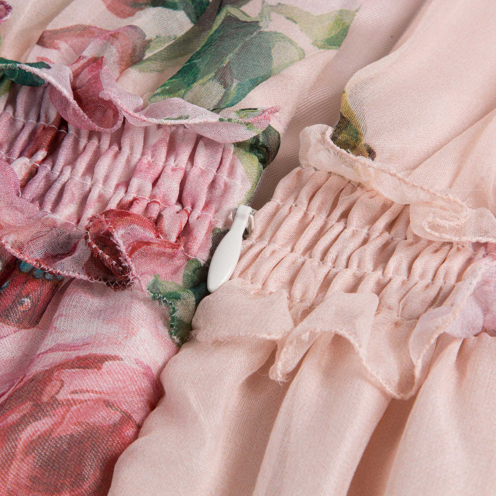 Girls Pink Rose Silk Chiffon Dress