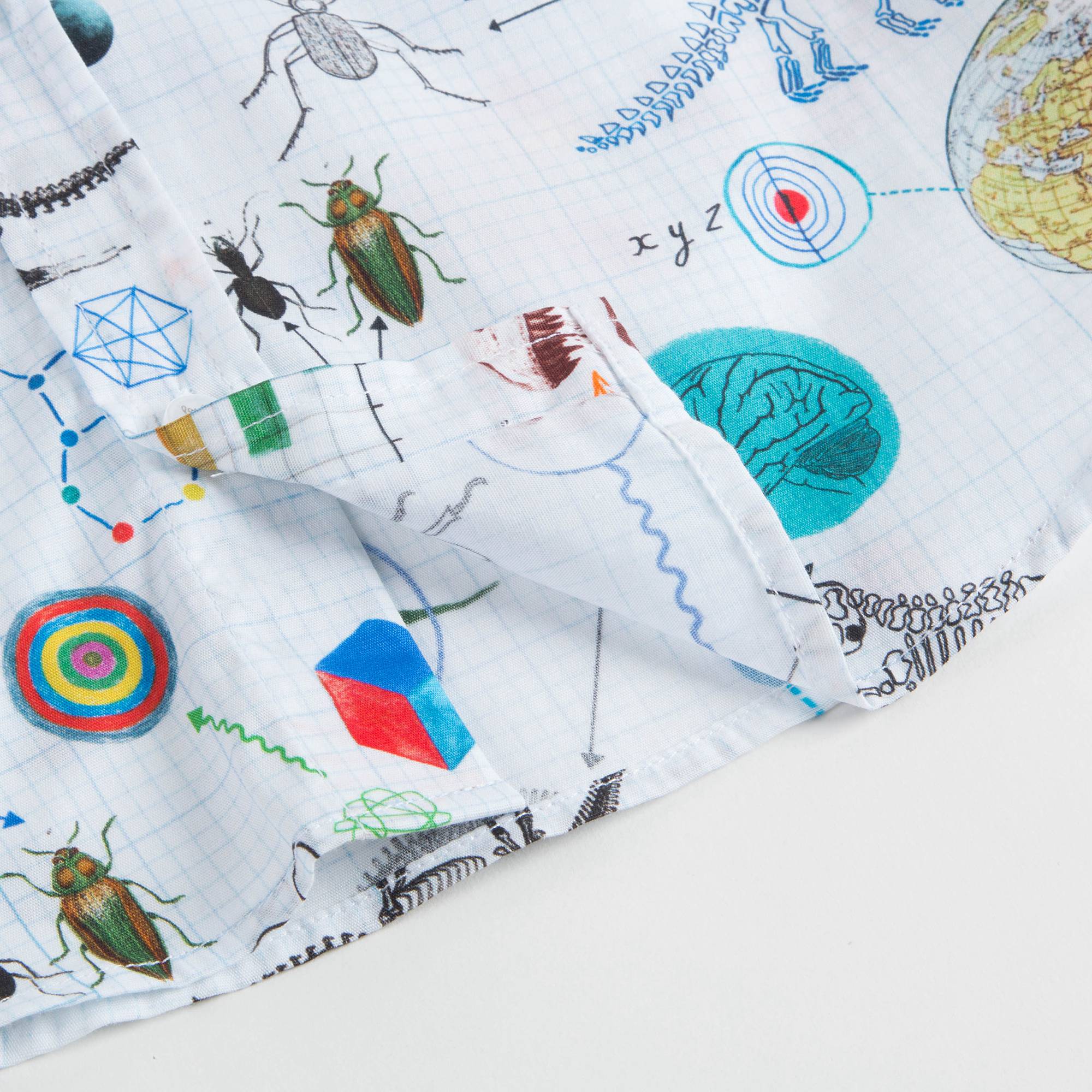 Boys White Printed Cotton Shirt